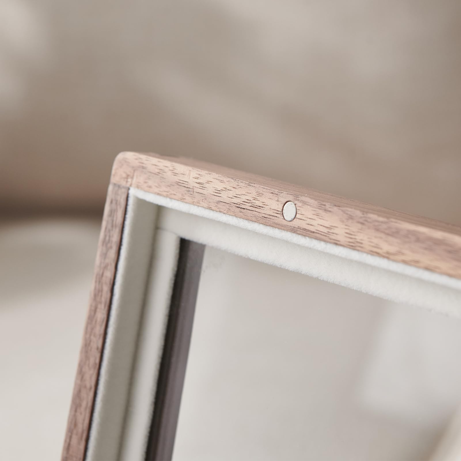 Beexchange Joyero de madera de nogal negro, hecho a mano, tapa de cristal, 1 cajón, regalo para mujeres, hombres y niñas. Organizador de joyas (doble capa)