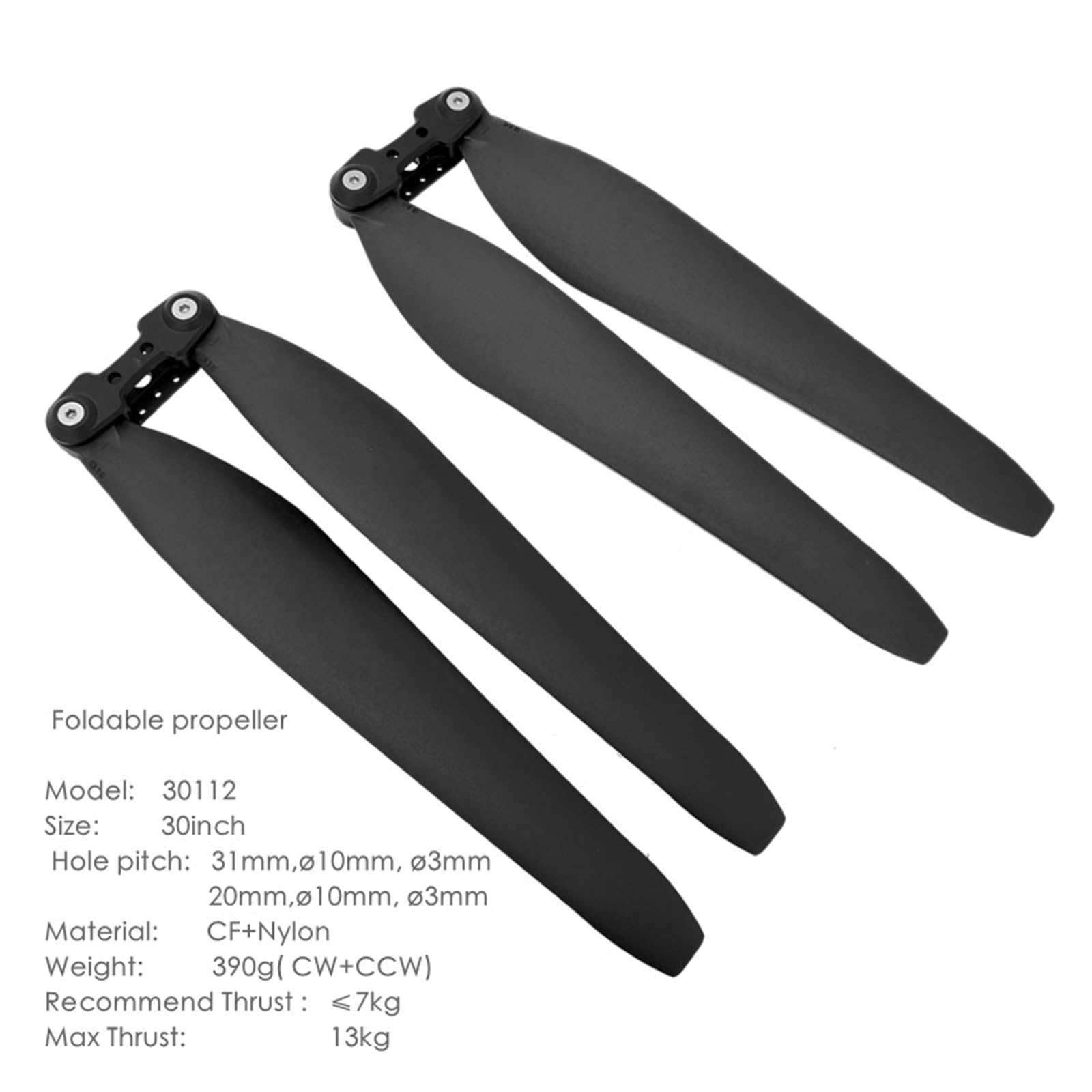 Elica pieghevole 30112 CW CCW per drone | Set di eliche drone in nylon da 30 pollici con pale CW e CCW per sostituzione e manutenzione(NO.4 Detail list)
