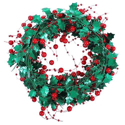 KONTONTY 1Roll Tinsel Garland with Berry Accents Decorative Craft Garland for Wreaths Festive Party Accessory for Indoor and Outdoor Holiday Decor