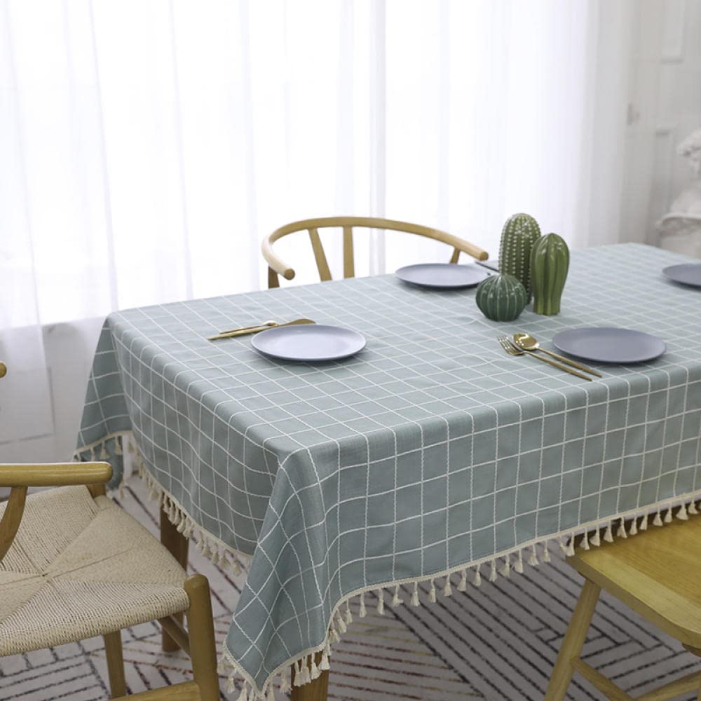 Nappe de table en coton bleu 130x130 cm au motif géométrique moderne