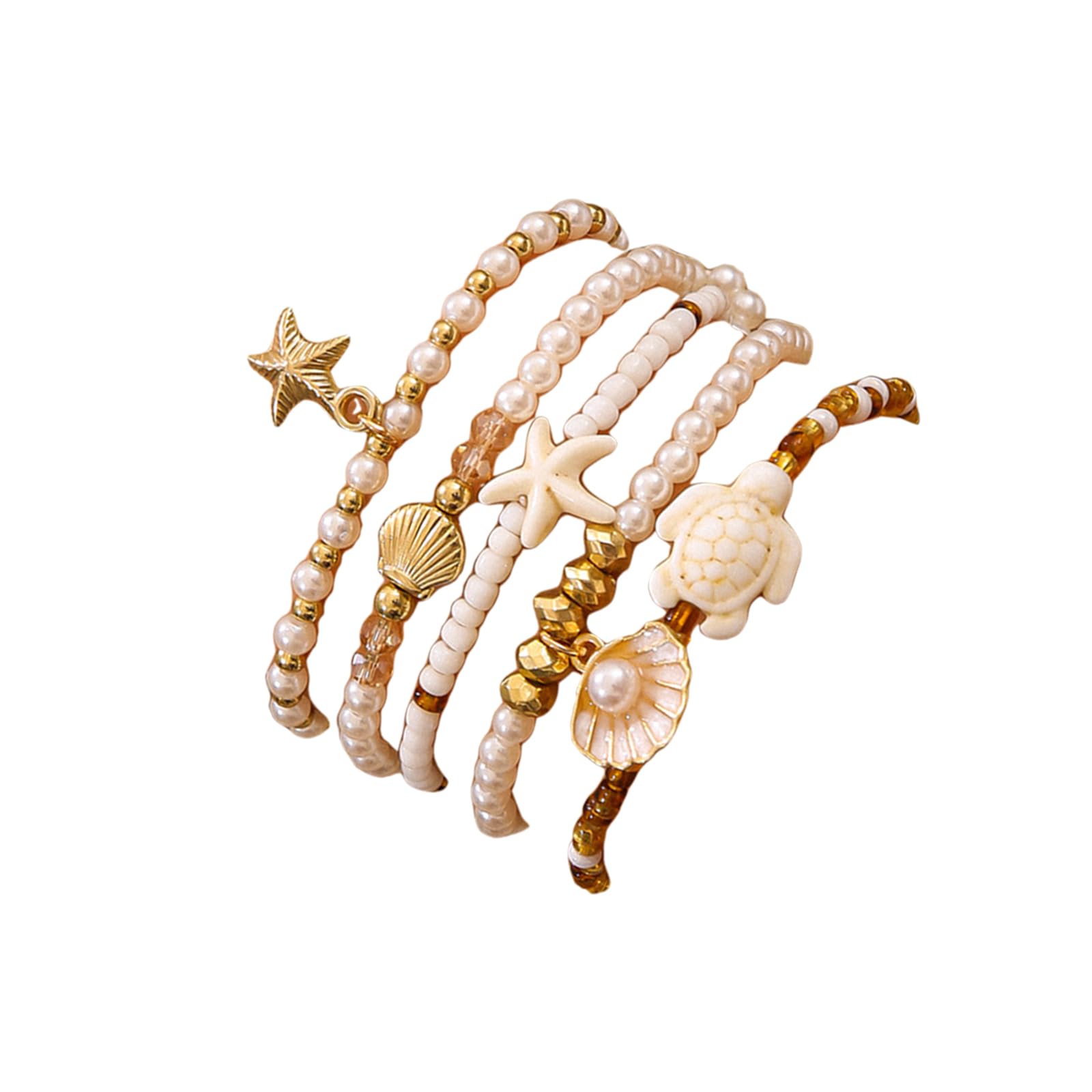 RITIM Seashell Bracelet for Women: Beach Bracelets with Starfish & Turtle Charm, Bohemian…