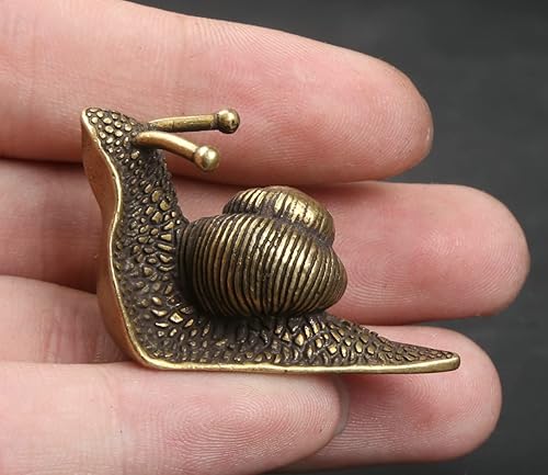 Miniatura 6 de GEEYOU Personalidad cobre puro mini estatua de caracol colección chino antiguo bronce adorable adornos de animales retro escritorio latón antiguo té