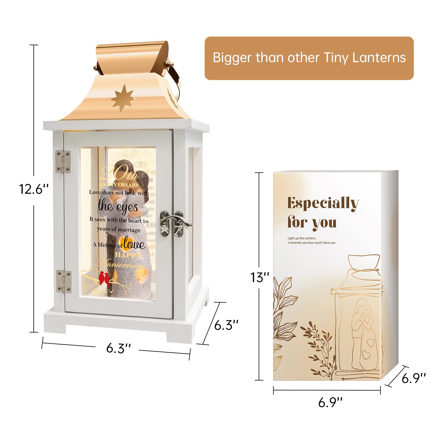 Laterne Zum 20. Hochzeitstag – LED-Kerze Mit Holzgehäuse, In Geschenkbox | Romantisches Jubiläumsgeschenk Für Paare & Eltern