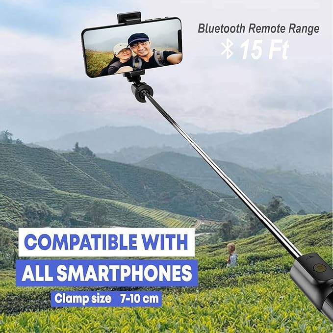 Image of UNITEQ Snappro X1 Bluetooth Selfie Stick Tripod, Extendable Phone Stand with Wireless Remote, Adjustable & Foldable Selfie Stick for iOS & Android Phones