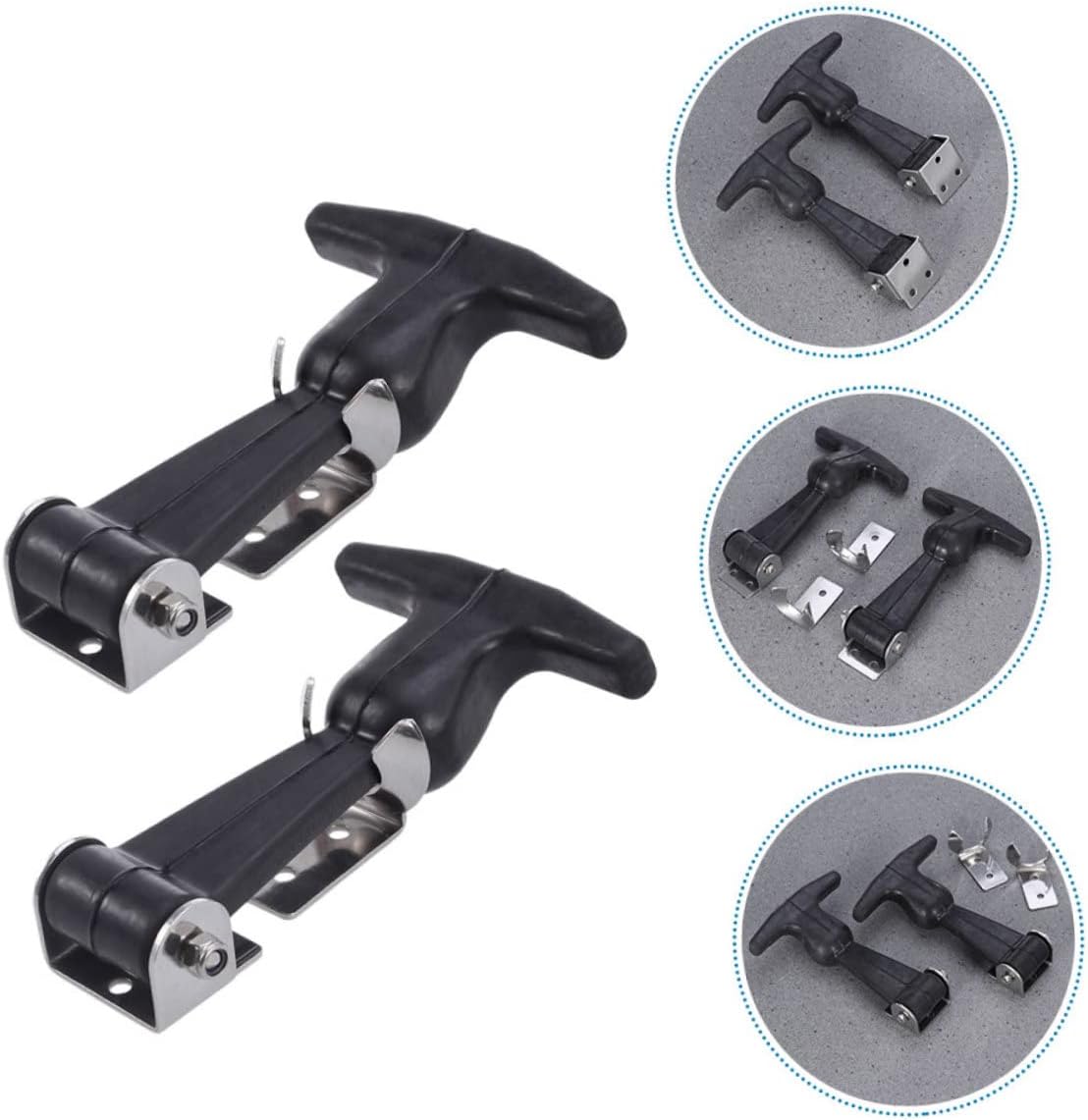 2pcs Stainless Steel Rubber T-Handle Hasp Heavy Duty Draw Latch for Machines Adjustable Latch Bolt High Strength for Toolbox and Sliding Doors
