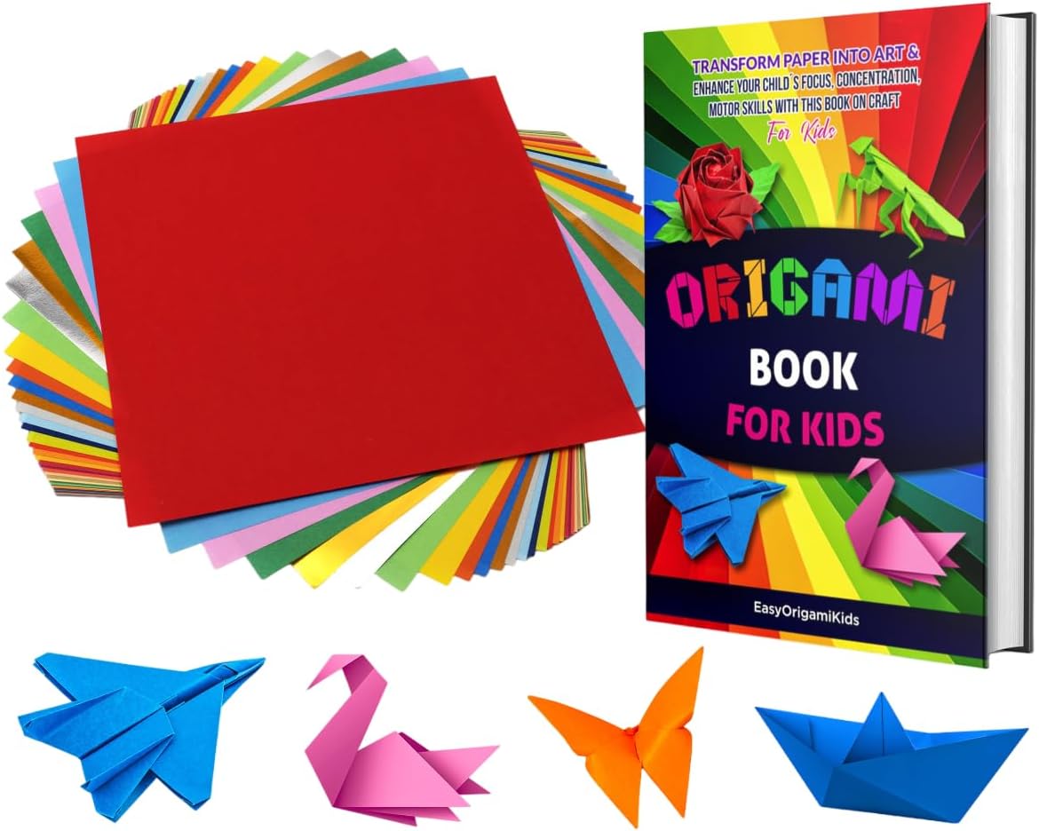 Origami Kit for Kids Ages 8-12 : Origami Paper & Origami Book, Arts and Crafts for Kids, Boosts Problem-Solving, Hand-Eye Coordination & Focus