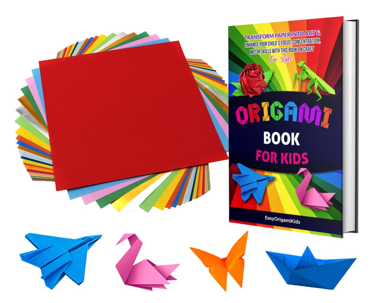 Origami Kit for Kids Ages 8-12 : Origami Paper & Origami Book, Arts and Crafts for Kids, Boosts Problem-Solving, Hand-Eye Coordination & Focus