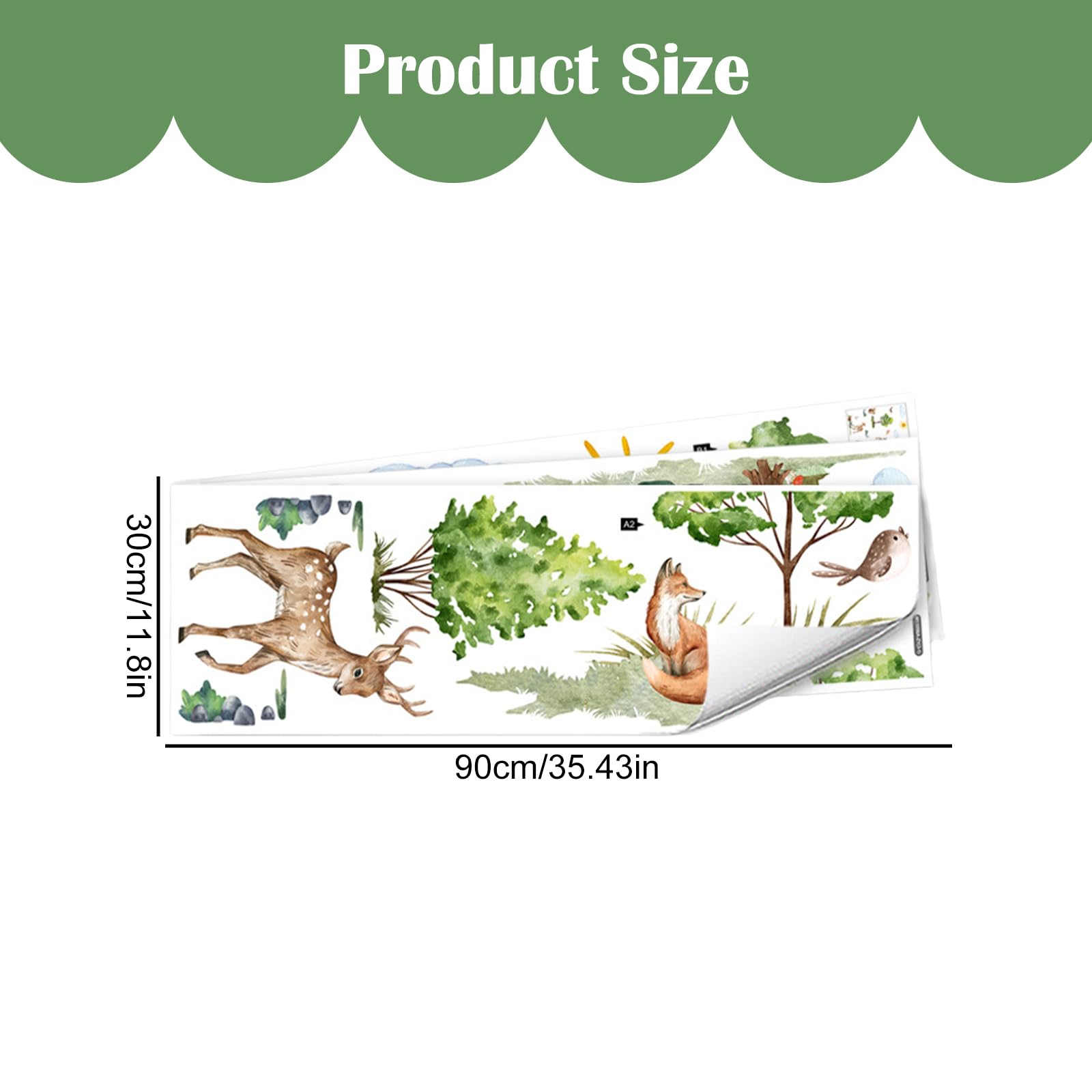 Nidoul Jungle Animals Tree Wall Stickers Cartoon Animal Wall Decals Giraffe Squirrel Tropical Leaves Nursery Decor Kids Bedroom Living Room Kindergarten Wall Decor - Image 4