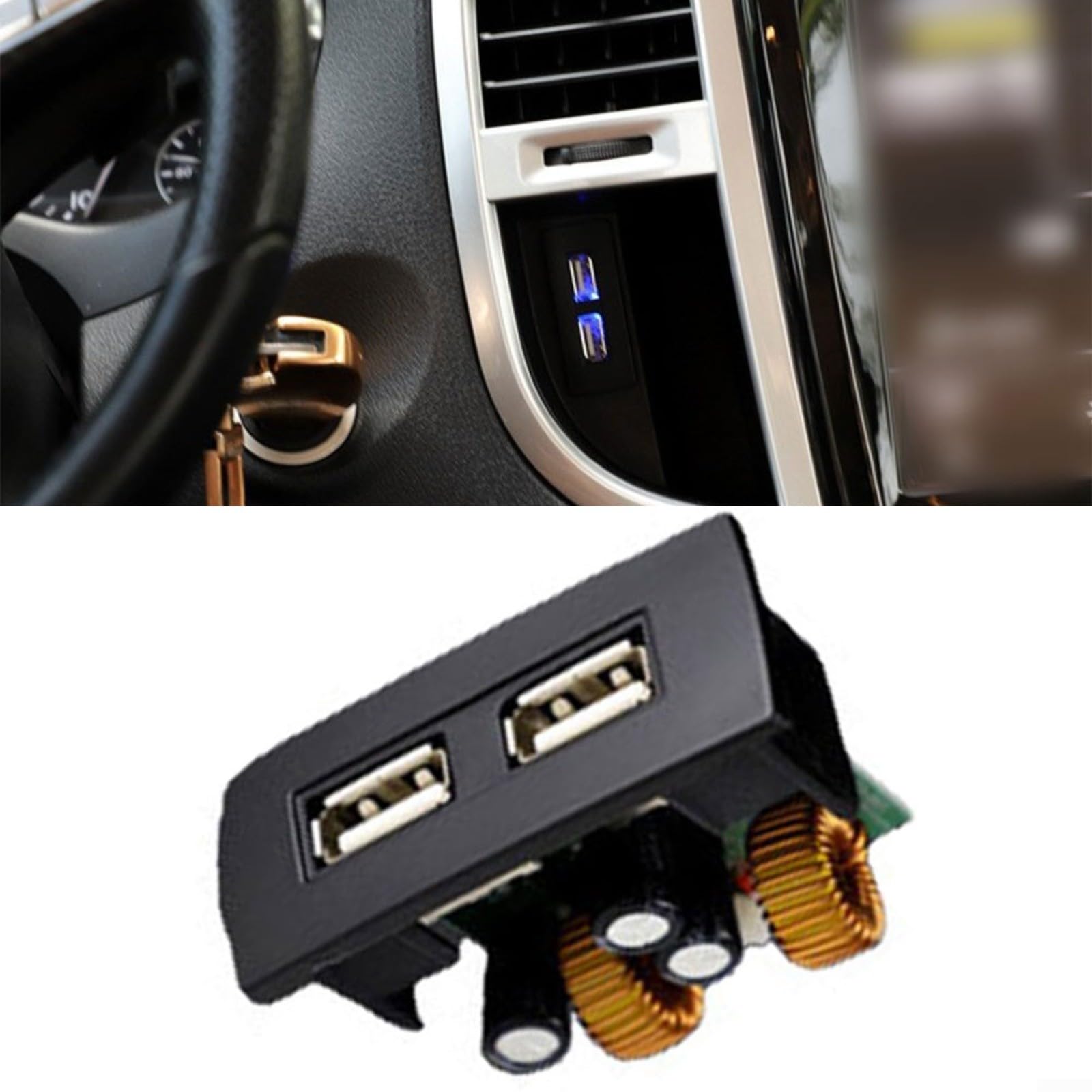 Consola central de coche Cargador USB 24A Interfaz para Mercedes Vito 2016-2020, plástico, ideal para viajes y conducción diaria