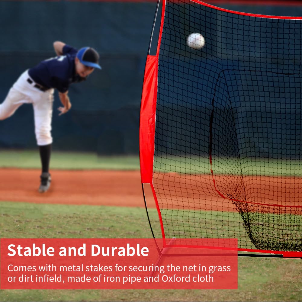 Red de entrenamiento de béisbol, plegable, rebote de impacto, rebote de golpe, red de rebote para jardín, 2,1 x 2,1 m, red de entrenamiento de béisbol de todos los niveles