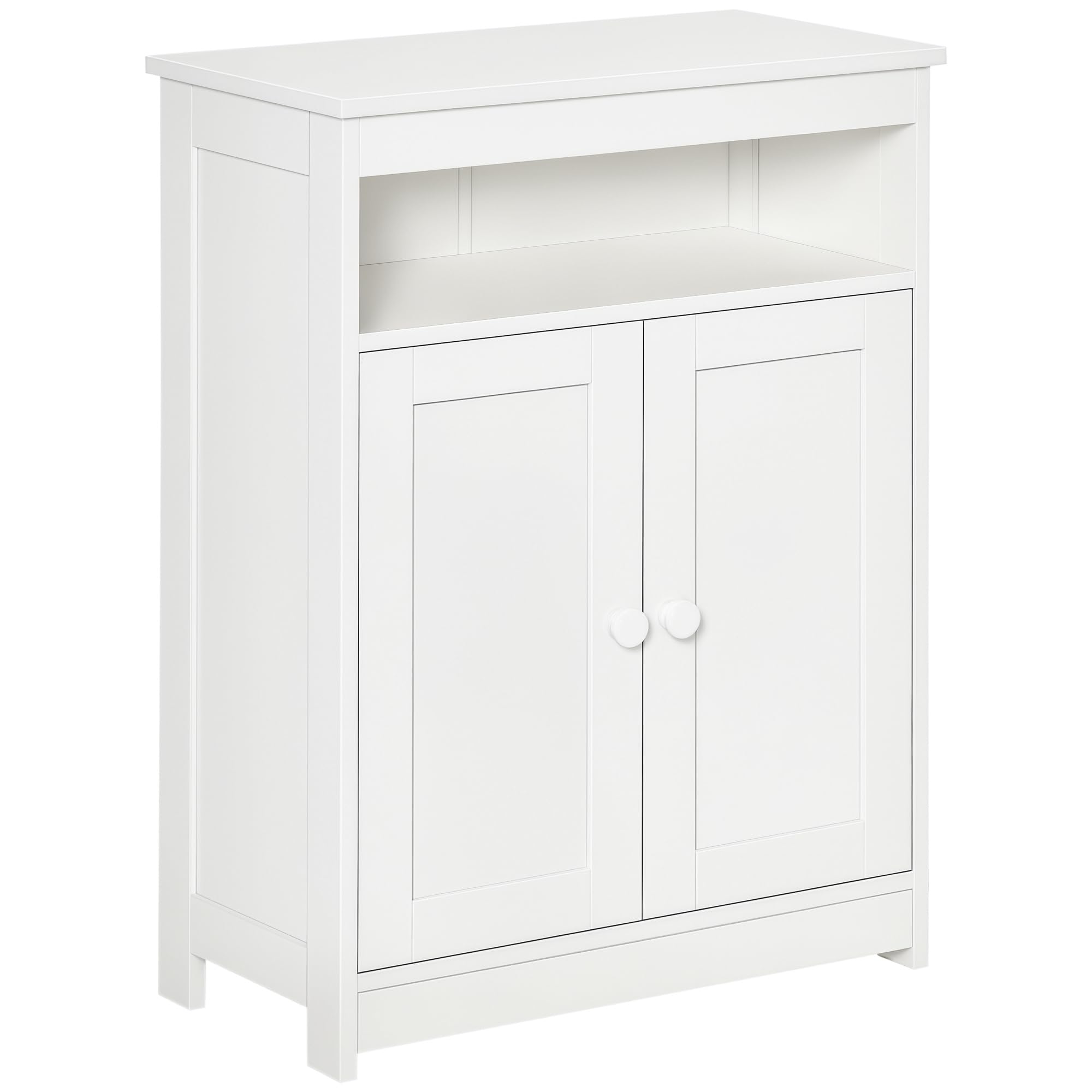 HOMCOM Armario Auxiliar de Baño 2 Puertas para Salón 60x30x80 cm Blanco