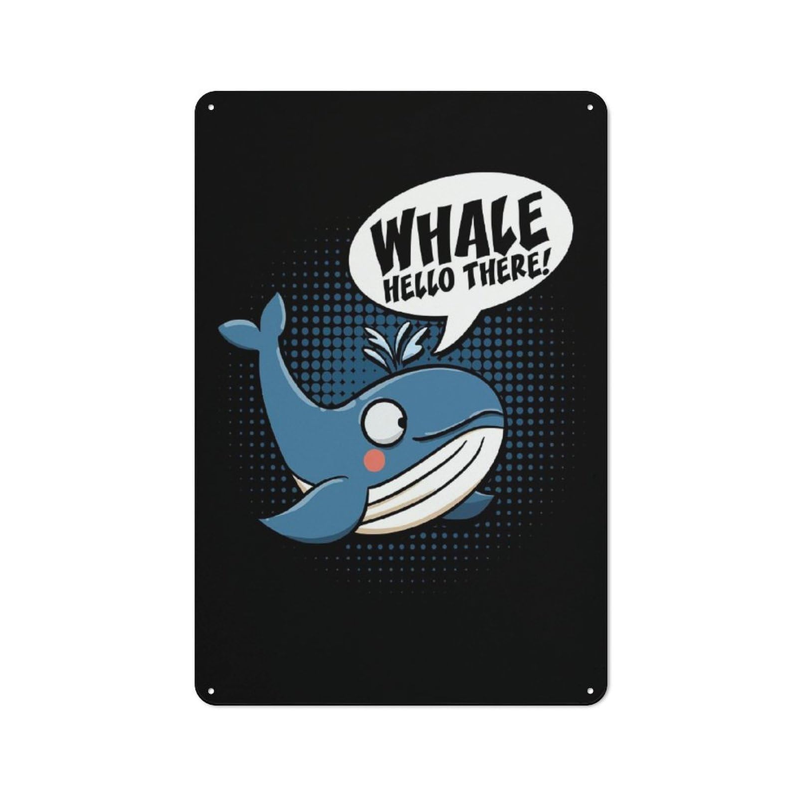 Whale Hello There Retro Metal Sign 30x20cm for Garden Room Or Summerhouse, A Decorative Christmas Gift for Summerhouse Decorators