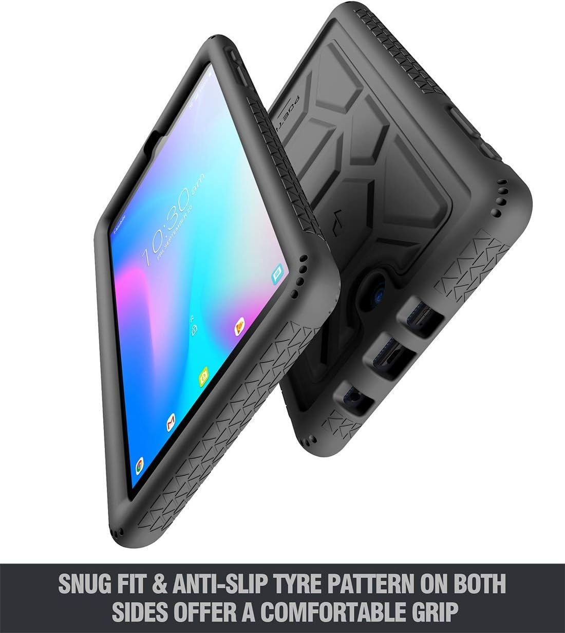 Poetic TurtleSkin Series Designed for Alcatel Joy Tab 8 Tablet case, Alcatel 3T 8 Tablet Case, Heavy Duty Shockproof Kids Friendly Silicone Case Cover, Black