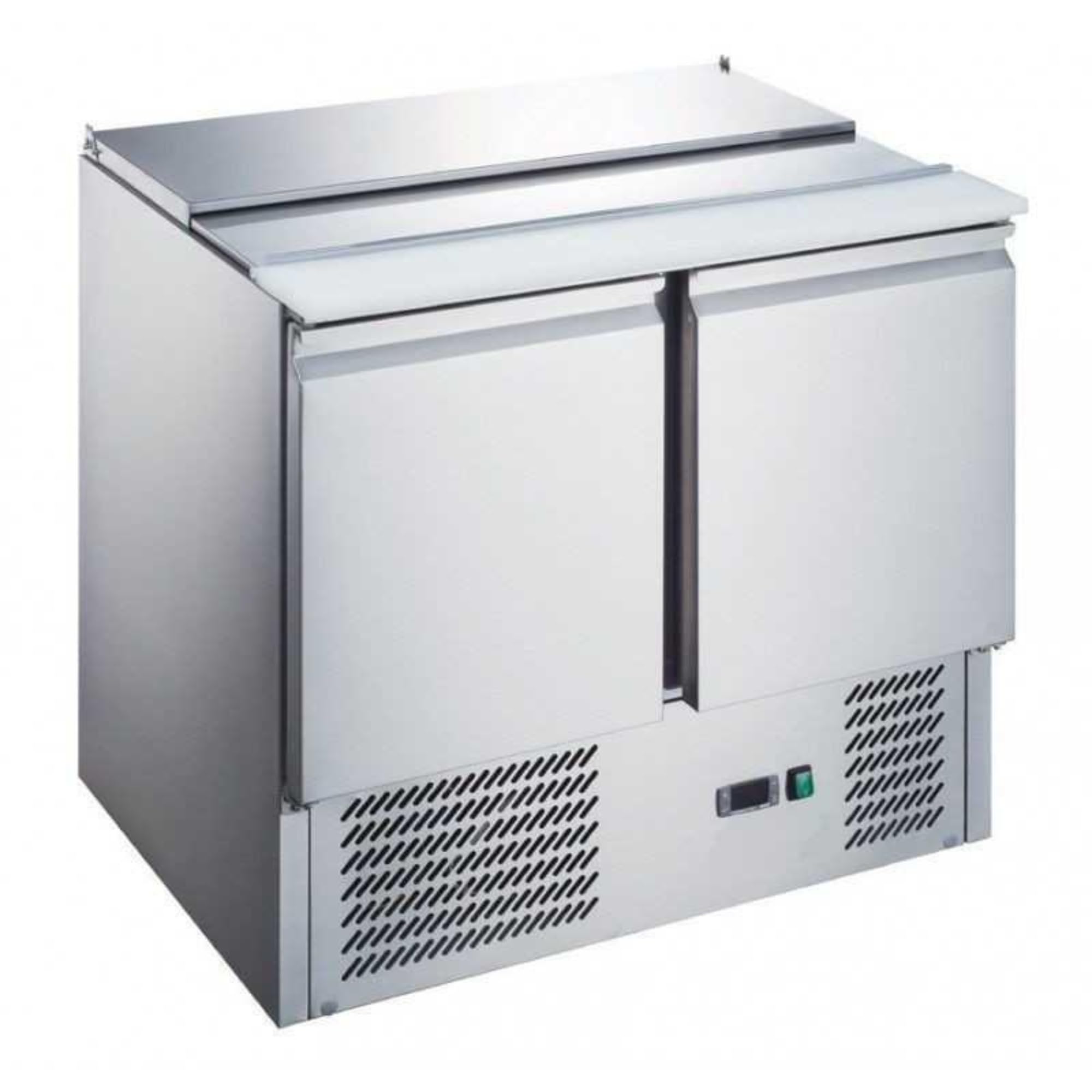 Saladette refrigerata professionale - 2 porte GN 1/1 - Piano in acciaio inox telescopico - 240 litri - Freddo Statico +2°C a +8°C
