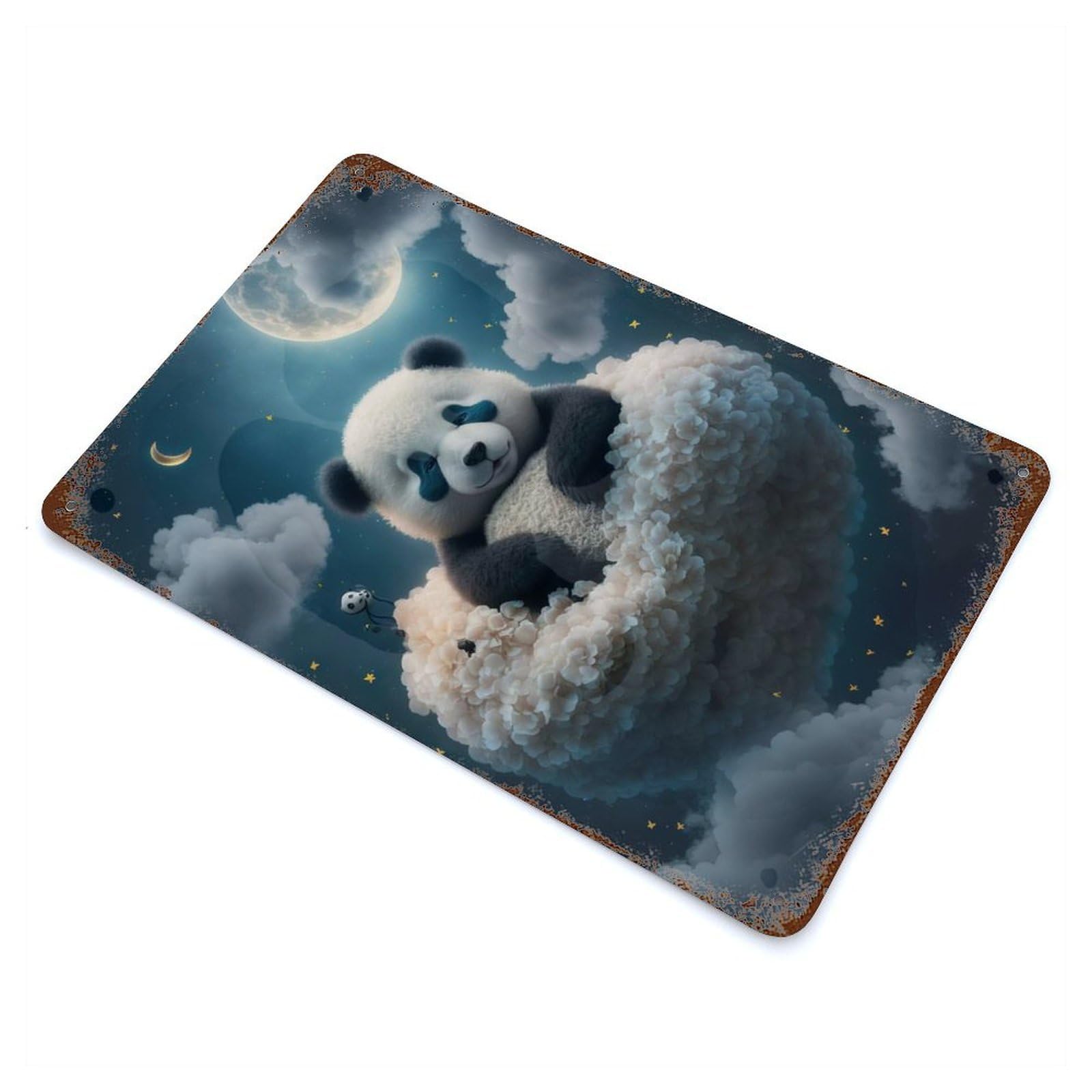 Rust Effect Dreaming Panda Vintage Rust Metal Sign 11.8"x7.9", Classic Wall Plaque for Shed, Workshop And Garage Wall Decor