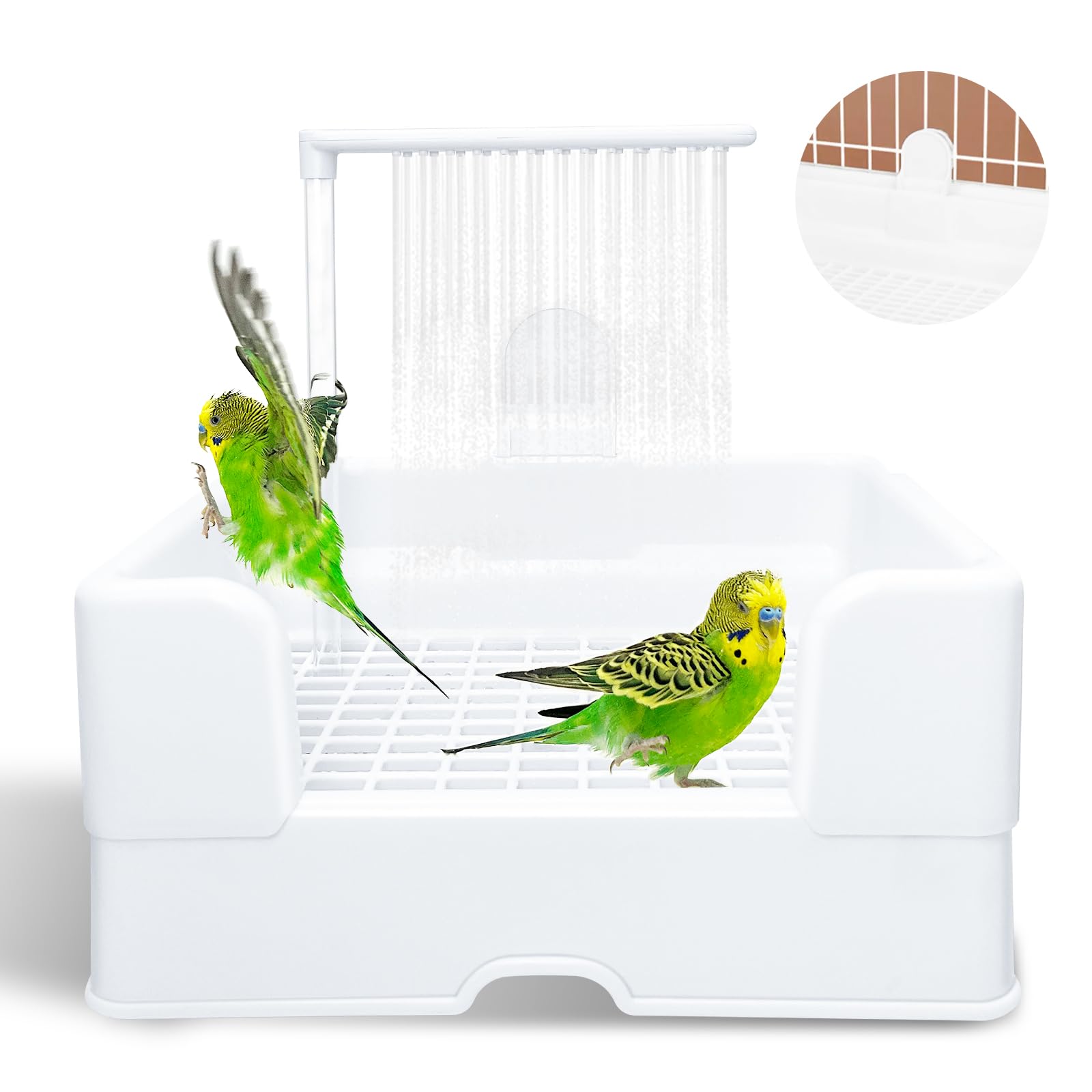 LUKHMELF Parakeet Bath, Parrot Bird Bathtub for Cage,Parrot Automatic Bathtub with Shower,for Parakeet/Psittacus Erithacus/Lovebirds/Budgies