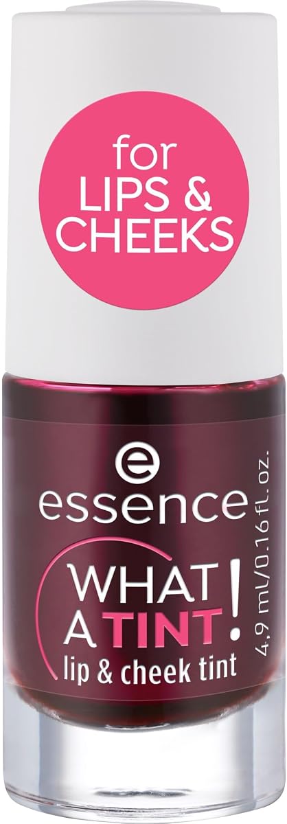essence What a Tint! Lip & Cheek Stain (01 | Kiss from a Rose) | 2-in-1 Long-Lasting, Buildable, Non-Sticky, Transfer-Proof, Liquid Blush; Vegan & Cruelty Free, Paraben Free, 0.16 fl oz