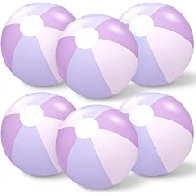 6 Pieces Purple and Pink Beach Balls Bulk- 17 Inch Inflatable Pool Balls, PVC Inflatable Ball for Theme Gender Reveal Birthday Party Decorations Summer Swimming Pool Supplies