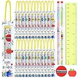 School Supplies Kit: You will receive 24 school supplies sets, each including 1 stationery box, 1 pencil, 1 eraser, 1 ruler, and 1 pencil sharpener. The quantity is sufficient and the stationery styles are comprehensive, which can meet your different...