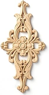 Wood Carved Appliques for Furniture Decorative Wood Appliques and Onlays Unpainted DIY Furniture Carving Decal for Door Wall Cabinet Dresser Mirror Bed 7.8"X3.94"