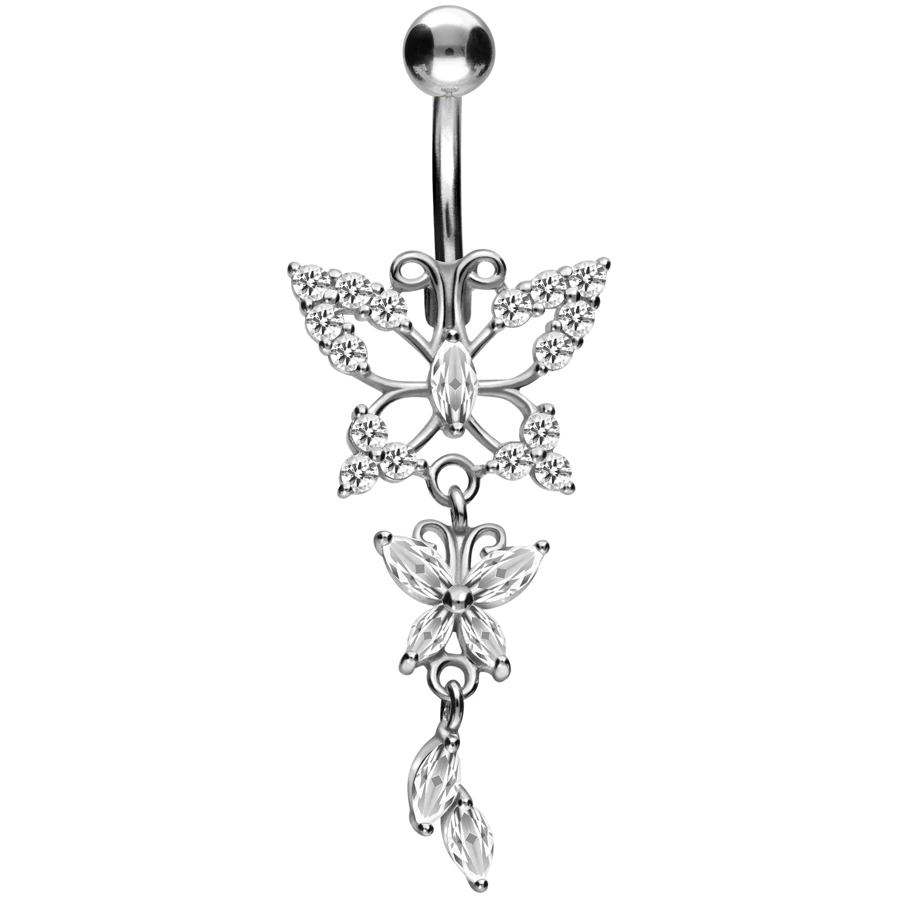 PIERCINGLINE piercing ombligo titanio | Mariposas plata 925 | Piercing Bananabell Plátano | selección de color