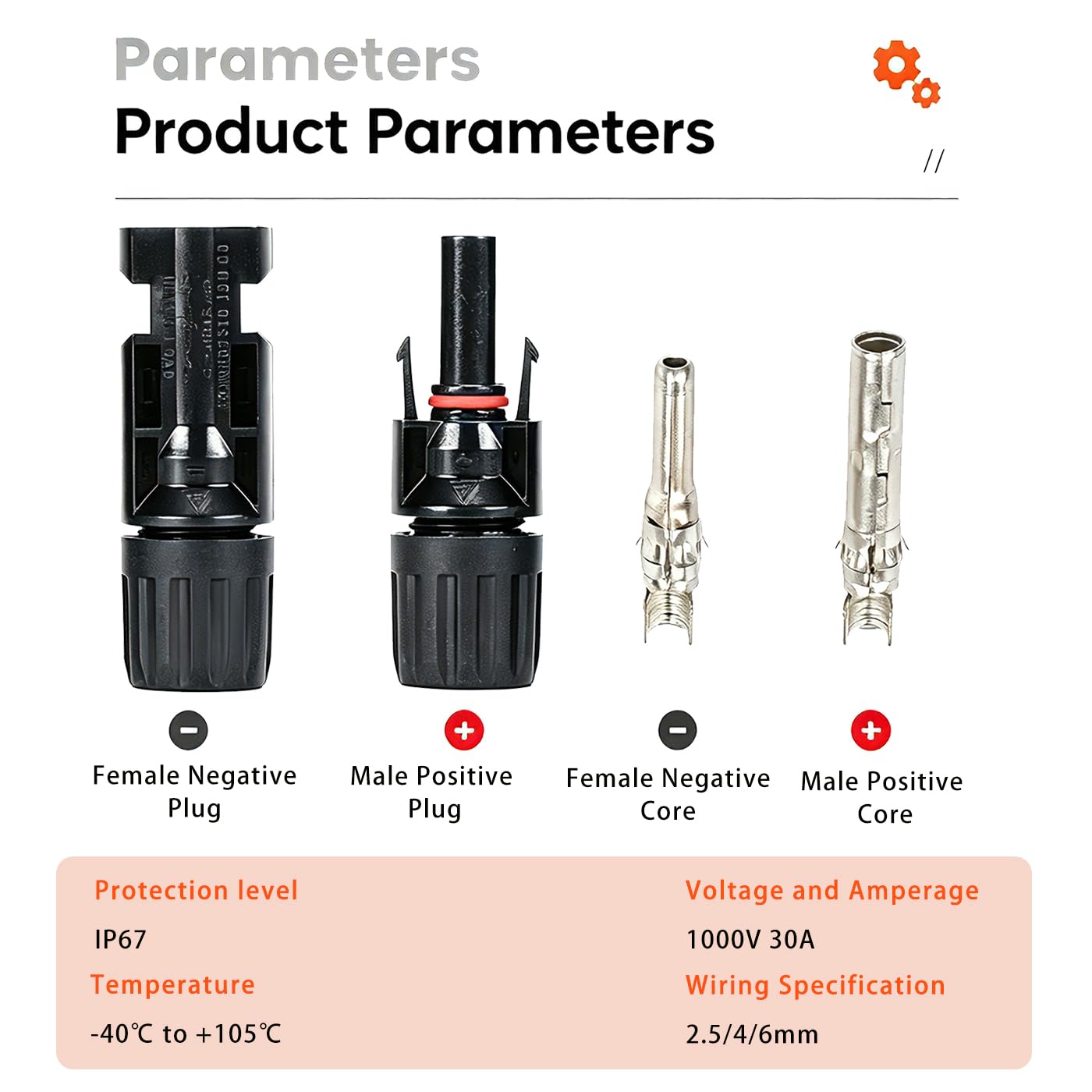 24 Paar Solarpanel-Stecker mit Crimpzange und Abisolierzange | 1000 V 30 A IP67 wasserdichte Solarstecker, 14–10 AWG MC4 Crimpzange für MC4-Steckverbinder Kit und Solarkabel