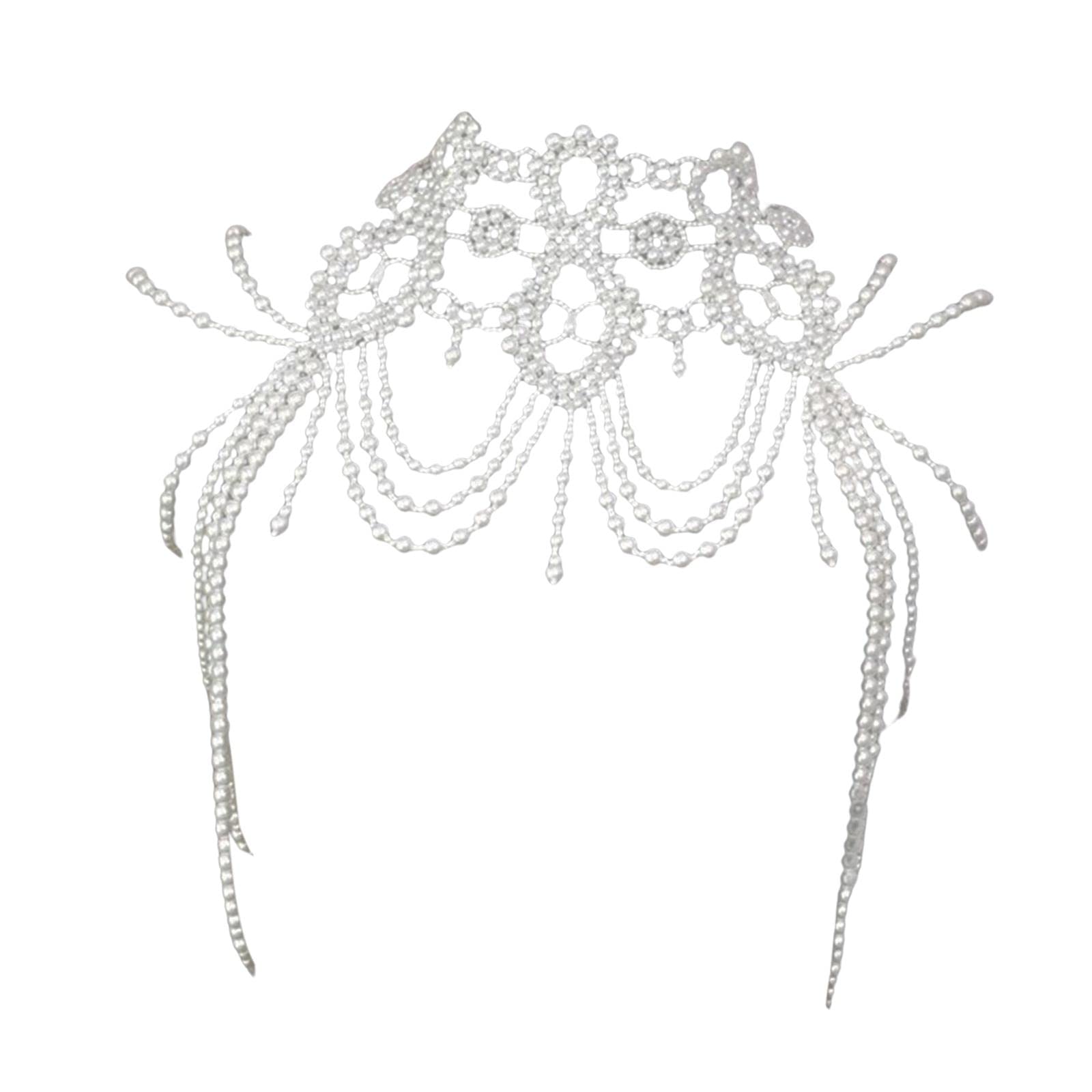 Schulterkette Rhinstein Perlen Choker Halskette Schmuck aus Kunstvoll Gefertigtem Kristall Und Perlen für Hochzeit Verlobung Casual Mode Schwimmbad