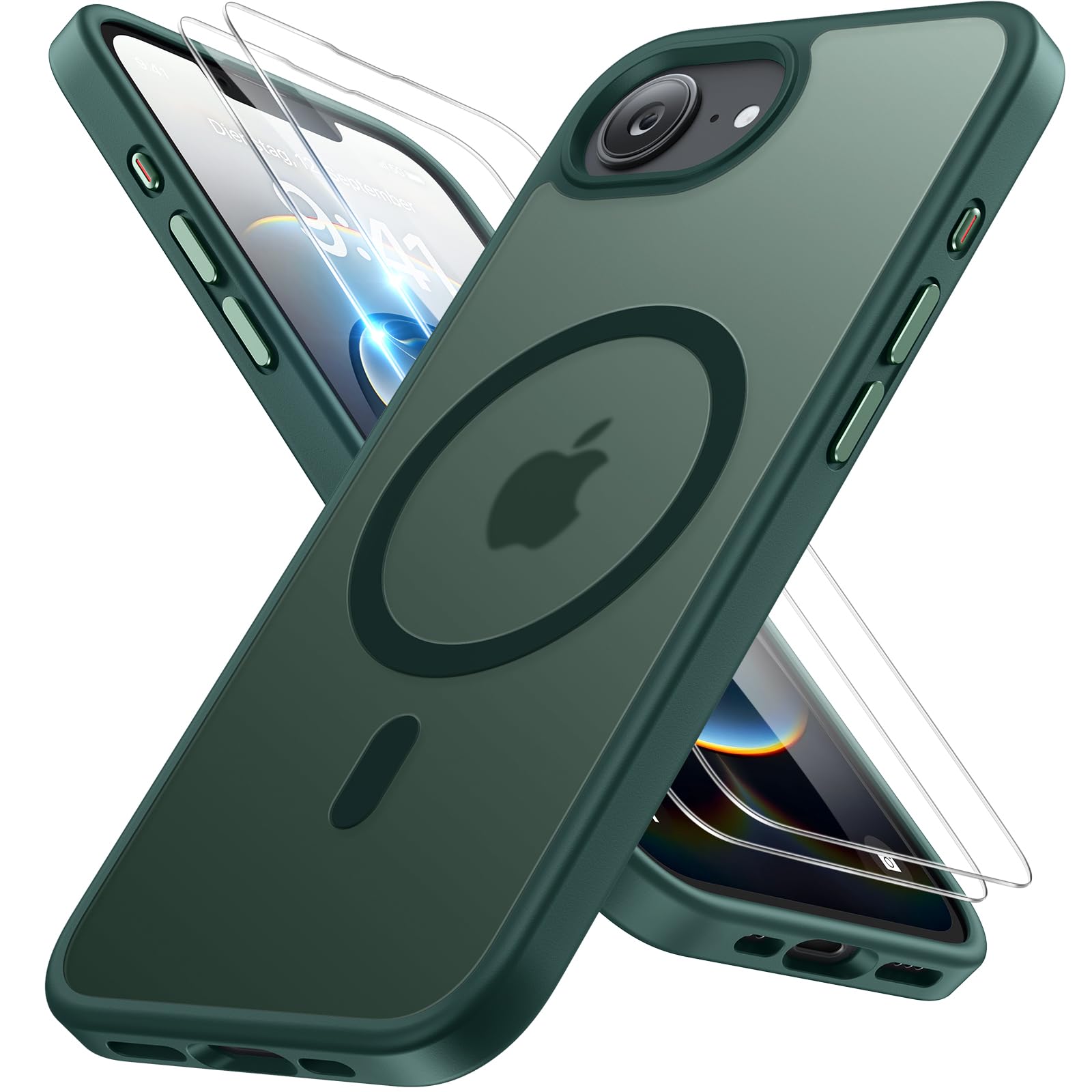 Miracase Magnetisch für iPhone All Series Hülle mit Magsafe [TOP Militärschutz & Magnetkraft] Stoßfest Kratzfest mit Samtiger Haptik Extrem Langlebig Handyhülle für iPhone