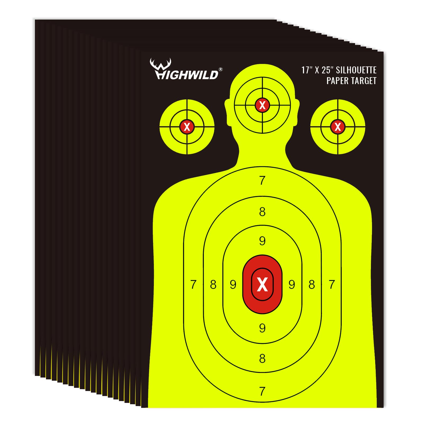 Highwild Shooting Range Silhouette Paper Target - 17X25 Inch - Suitable for Handguns, Rifles, Airguns, BB Guns
