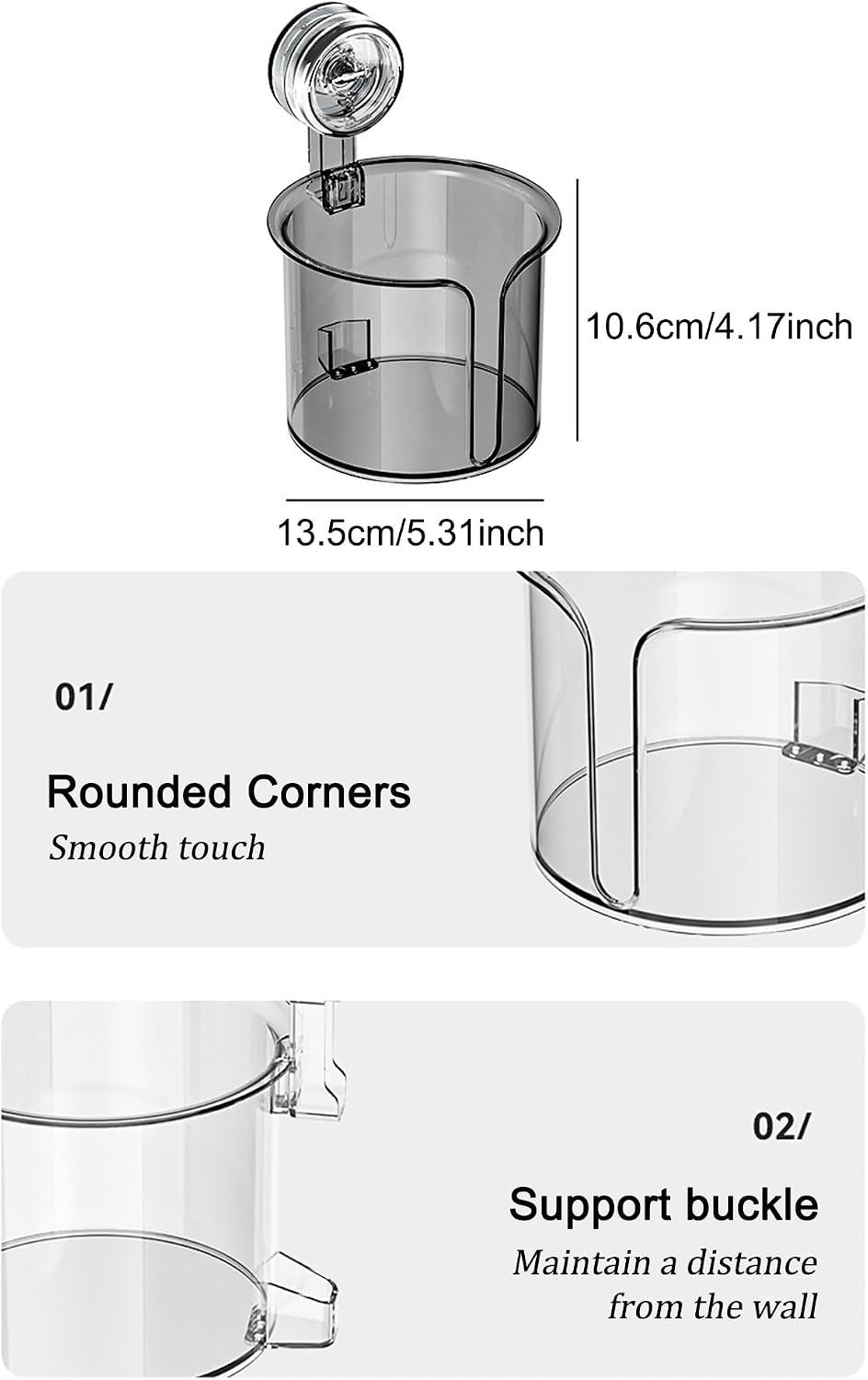 Tissue Box Holder, Wall Mount Paper Towel Dispenser,Damage-Free Adhesive Storage Paper Boxes for Bathroom Toilet Kitchen Desk (Grey Round) image 4