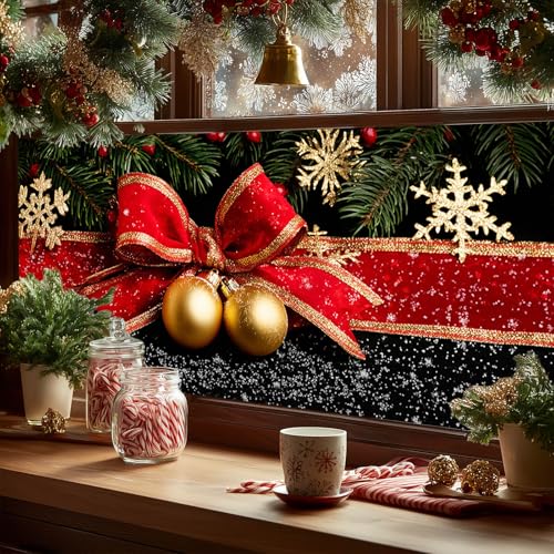 Película para ventana con lazo navideño 39.3x17.7 pulg miniatura 5