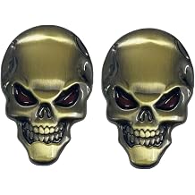 2 Pcs Metal Skeleton Skull Logo Emblem Badge Car Stickers Decals for Cars Trucks Motorcycle Mobile Phone Computer Laptop Bronze