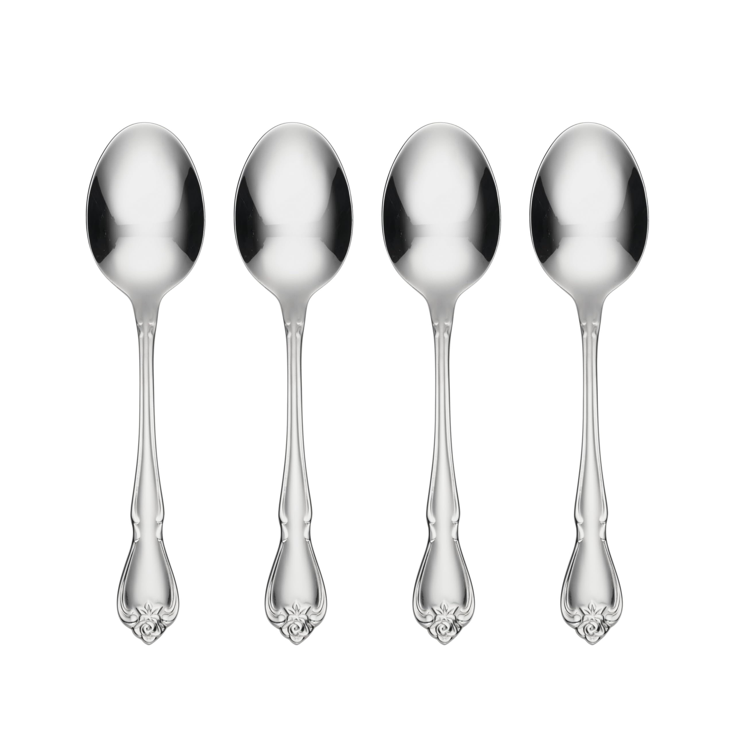 Oneida Dinner Spoons — True Rose Everyday Flatware, Set of 4 (6.75" L x 1.6" W)
