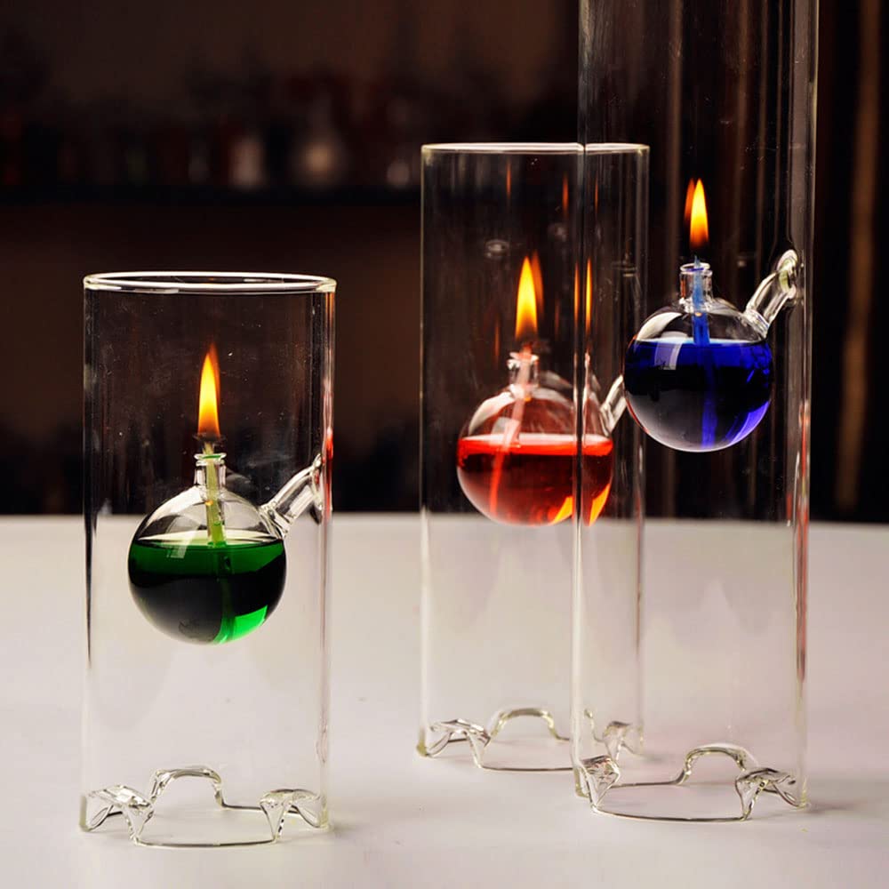 Lámpara Aceite Vidrio Transparente Lámparas de Aceite para Uso en Interiores Lámpara Queroseno Artesanal Moderna Luz Nocturna iluminación de Emergencia Exquisitas Luces Decorativas Mano Obra