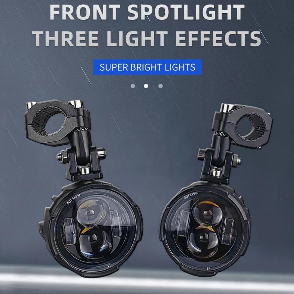 Fari fendinebbia a LED per moto Fendinebbia per moto Lampada di guida ausiliaria a LED Faretti per fari per moto Interruttore cablato da 100 W Luci a LED per moto bicolore
