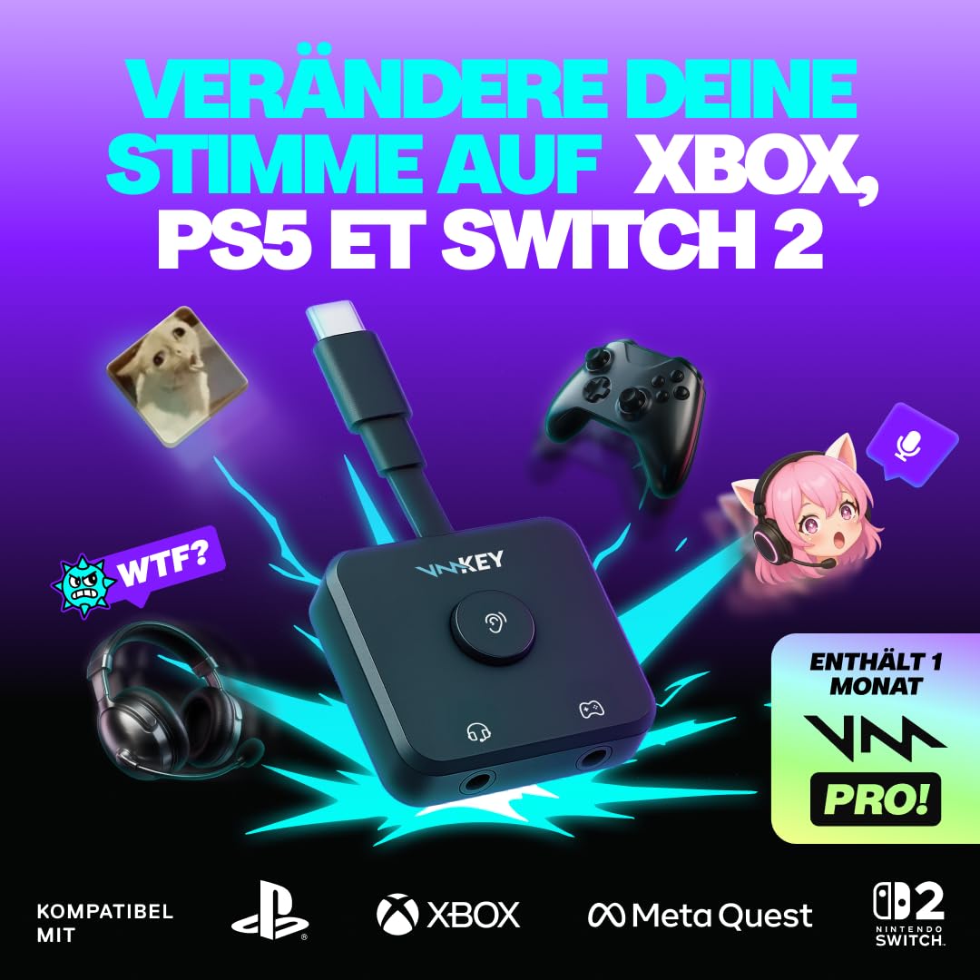 Voicemod Key - VMKey Echtzeit-Stimmverzerrer und Soundboard für Spielkonsolen (Kompatibel mit PS5, PS4, Xbox, SWITCH2)