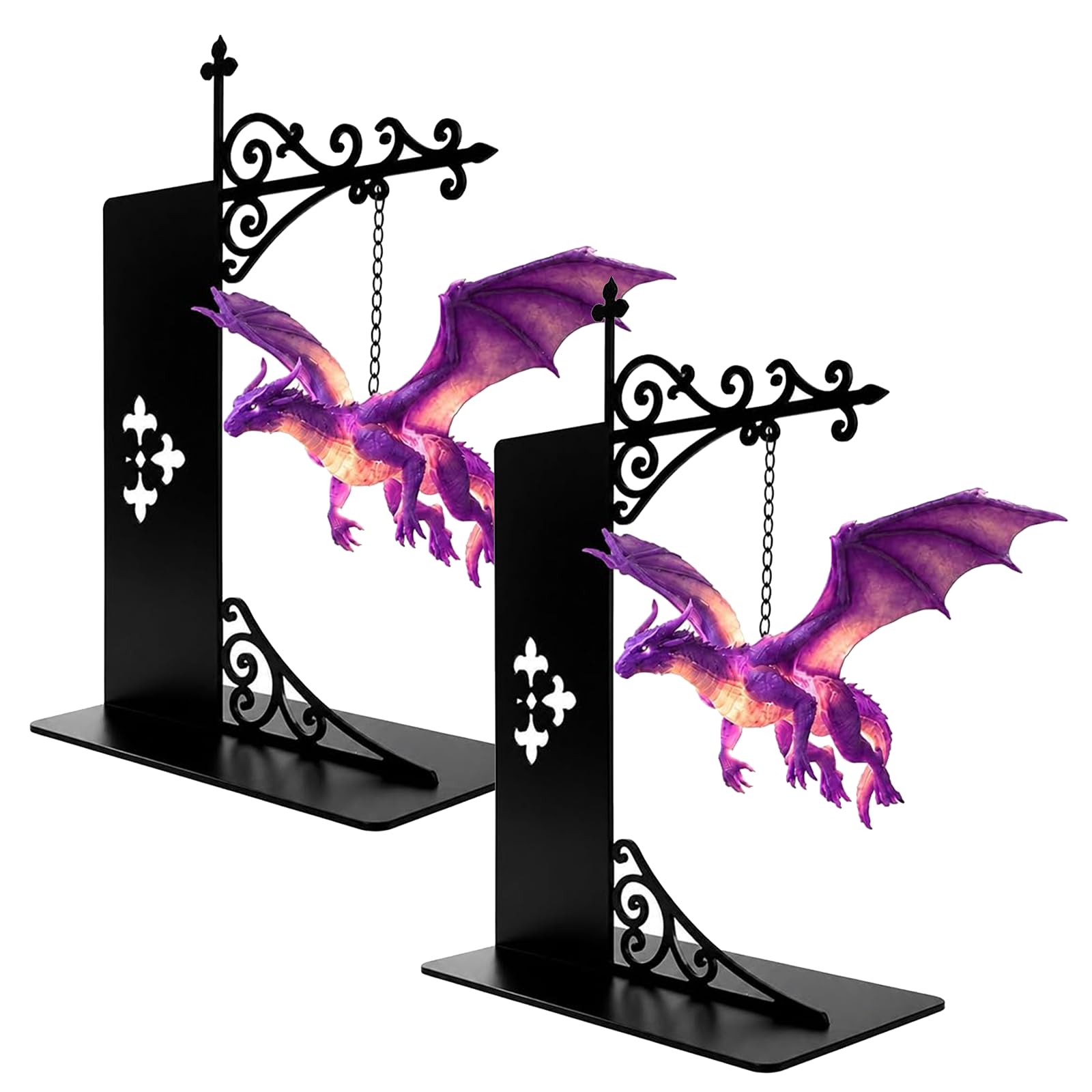 Dewppxi Dragon Bookshelf Nook Light, Magical Floating Dragon Bookshelf Lamp Warm Led Night Light, Hanging Dragons Decorative Book Shelf Lighting, Warm Led Light Bookend Decor，2pcs