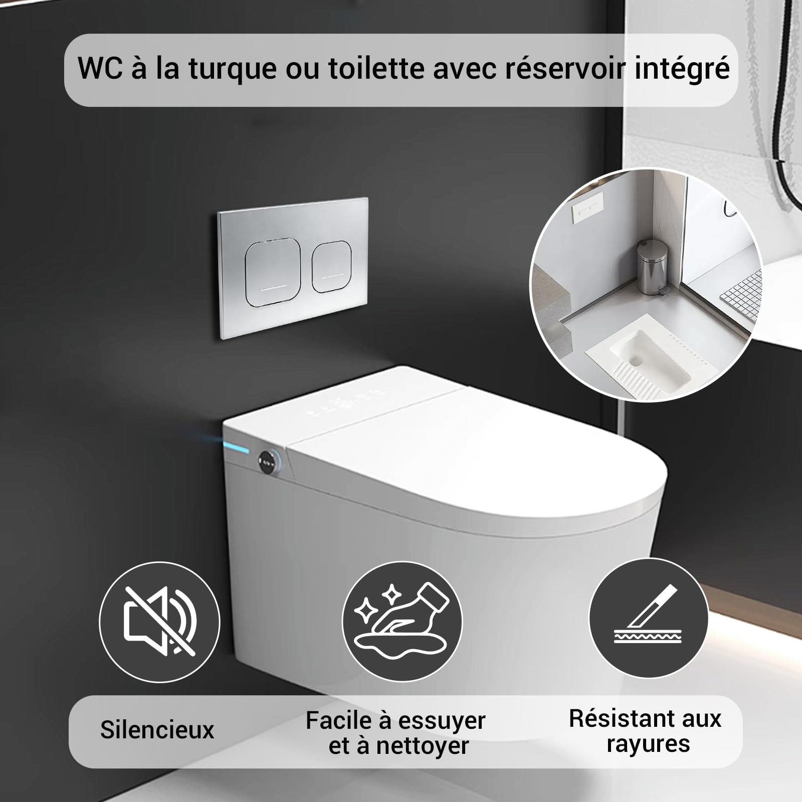 Plaque de Chasse de Remplacement WC compatible avec la série Geberit Sigma UP300 et UP320, Double Chasse 245×164 mm,115770115 | Mat (gris argenté)