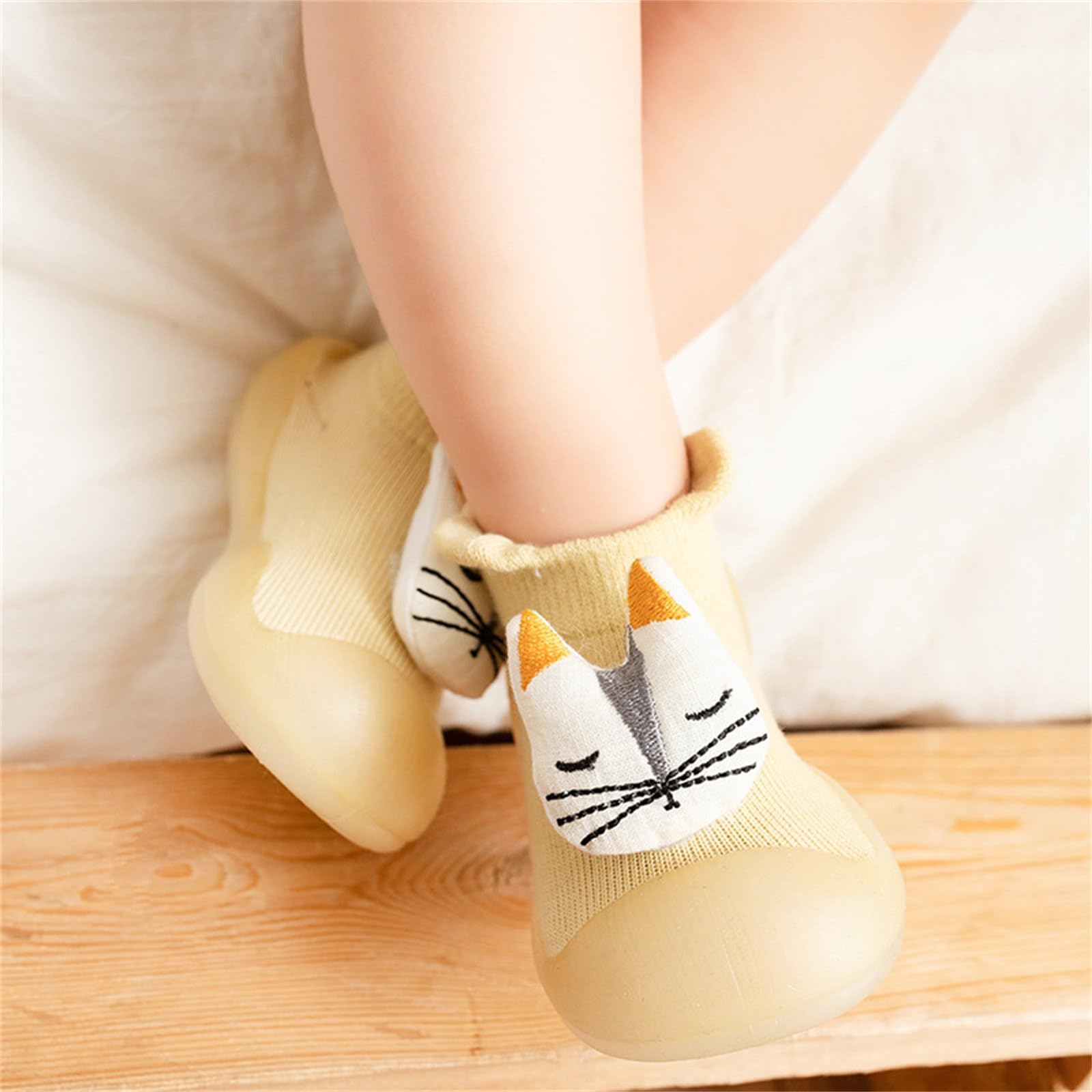 Toddler Girl Boy Shoes Sock Animal DecorationFor 0 to 4 Years School Shoes for Toddler Girls (Yellow, 6 Infant)