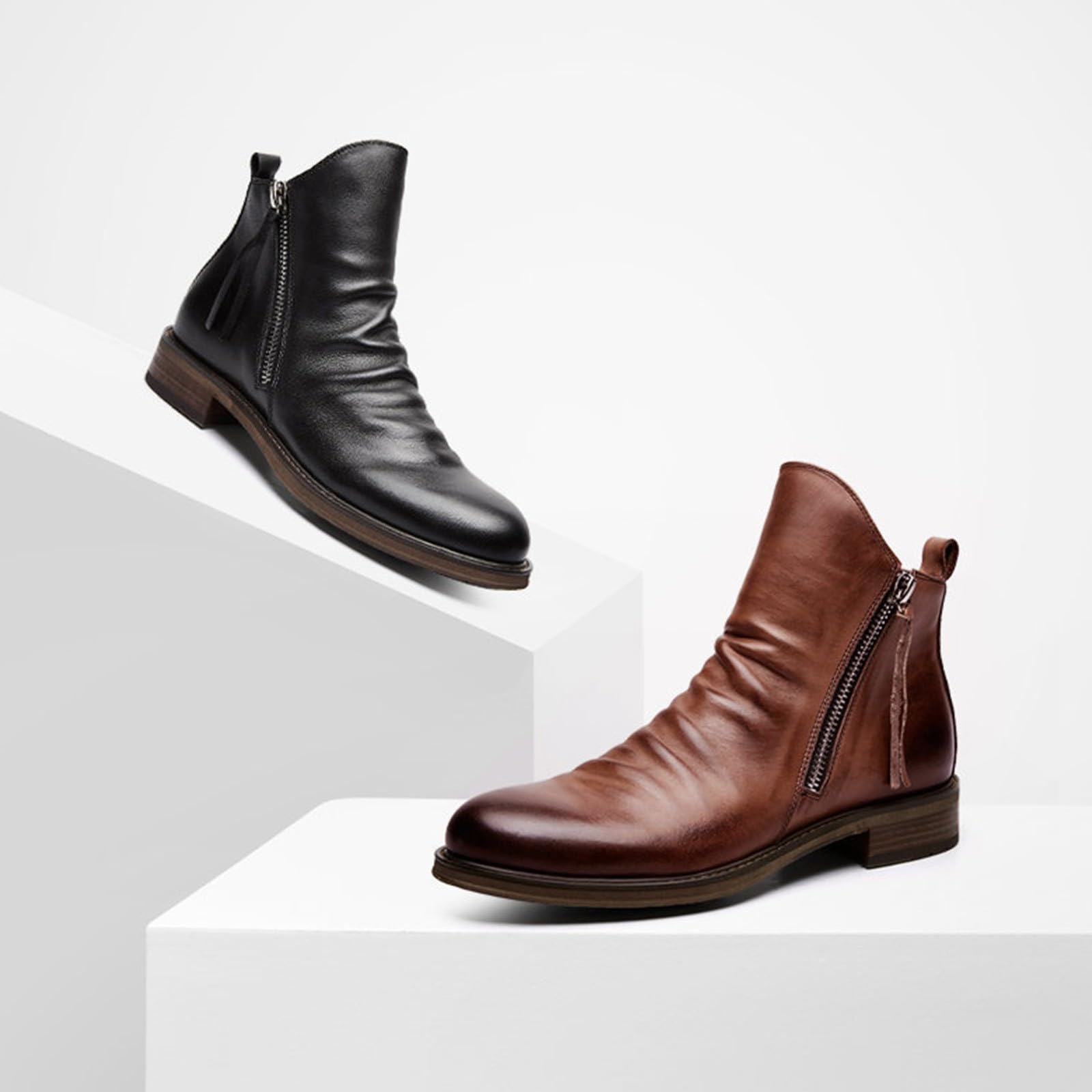 Chelsea Stivali da uomo in pelle, scarpe da uomo in pelle, stivaletto, scarpe da uomo, città rialzata, stivali da moto, pelle vintage, suola morbida antiscivolo, scarpe chic per uso quotidiano