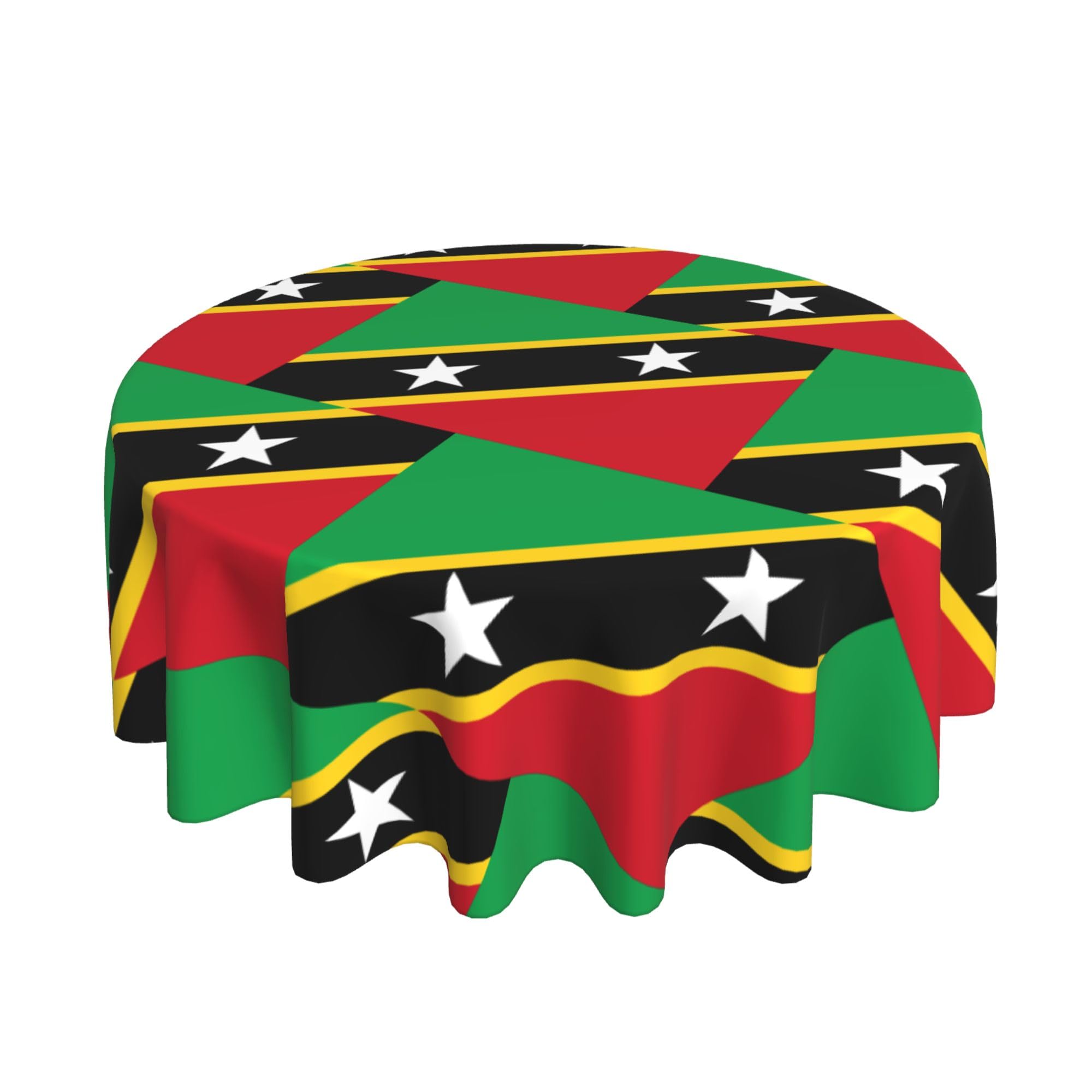 HLBSDM Saint Kitts and Nevis Flag 60" Restaurant Circle Decor Tablecloth Festive Table Cover Round Art Desk Cloth