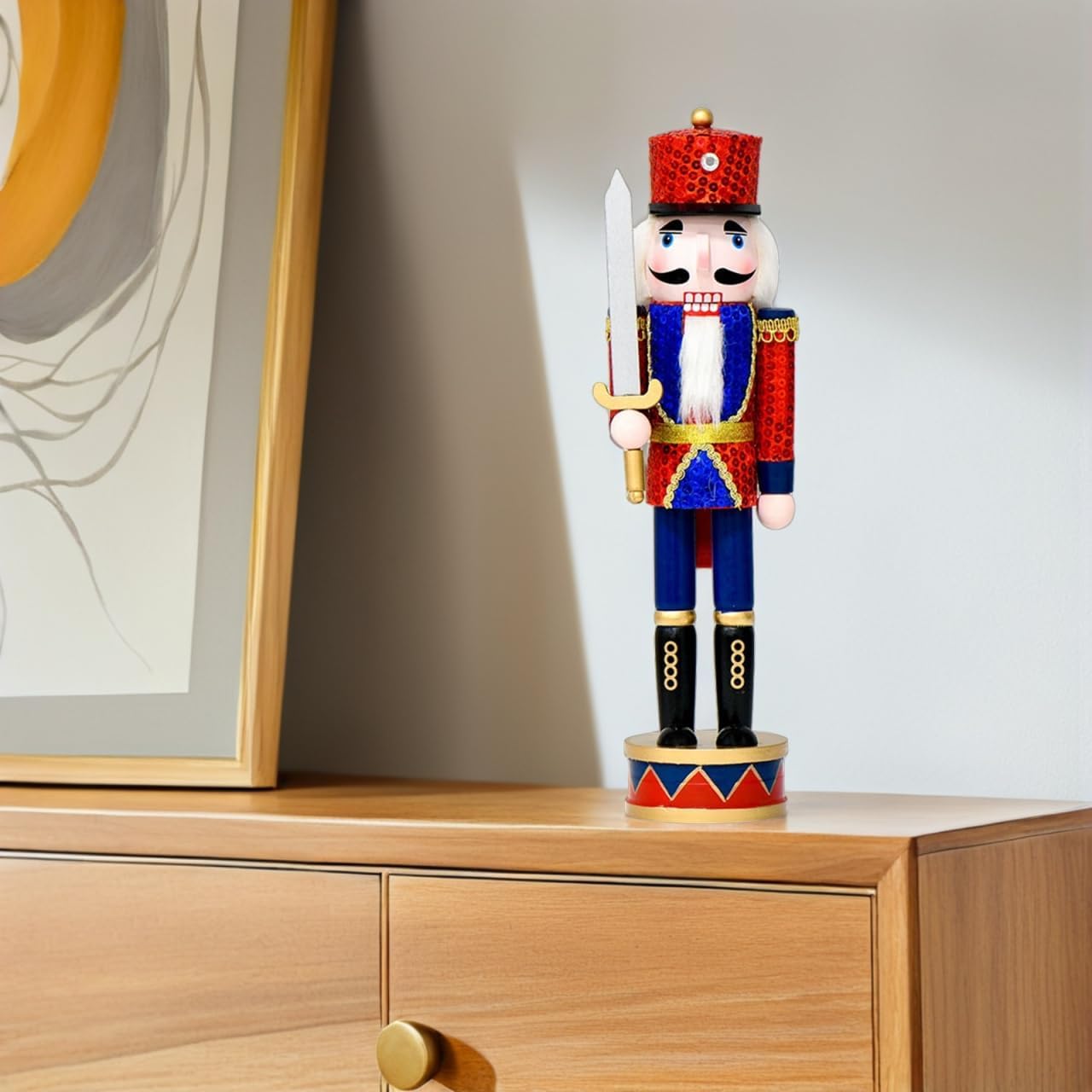 Cabilock Wooden Nutcracker Figurine: Nutcracker Christmas Soldier Ornament for Holiday Table Decoration, 14. 17 Inch Multi-Color Wood Collectible