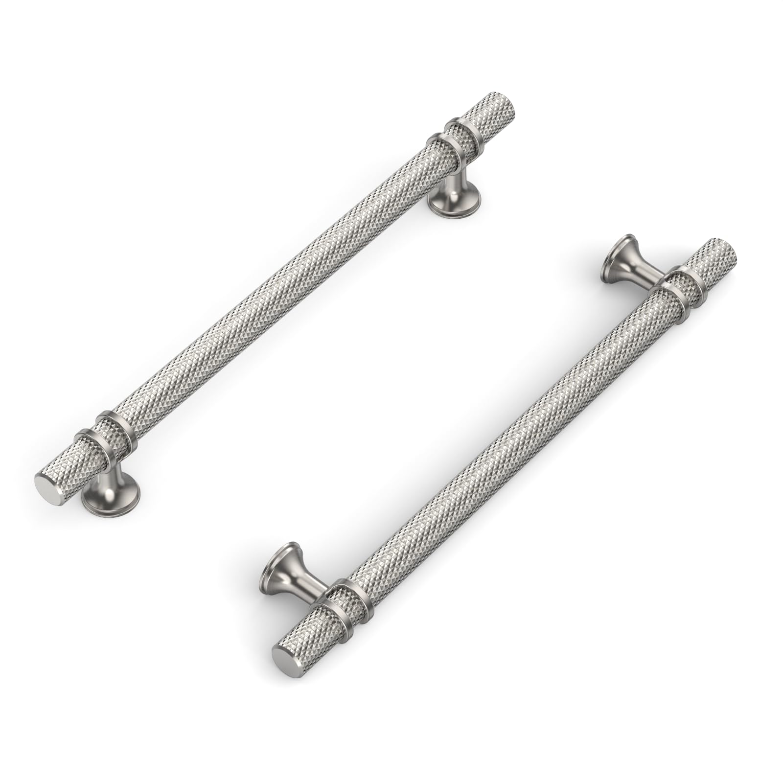 Coinkoly 10 Pack 7"(177mm) Brushed Nickel Knurled Cabinet Handles Kitchen Satin Nickel Cabinet Pulls Drawer Dresser Hardware for Cupboard Bathroom
