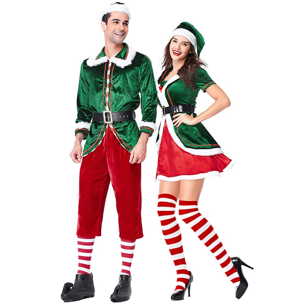 Conjunto de Disfraz de Elfo Navideño para Adultos, Traje de Cosplay con Cinturón para Fiesta Navideña de Halloween