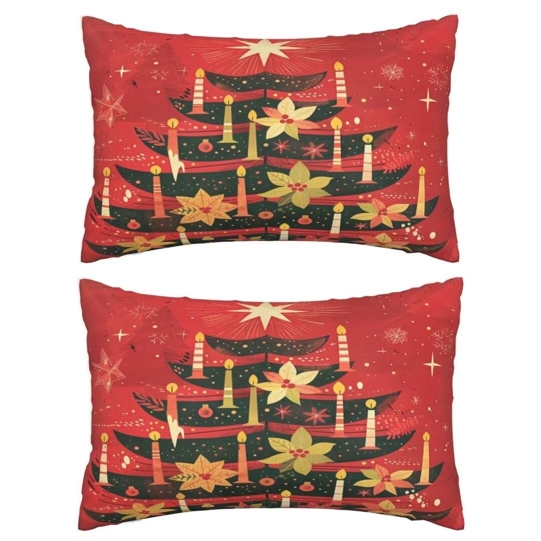 Kissenbezug 60 x 90 cm Weihnachtsbaum Kissen,Sofakissen Superweicher Kopfkissenbezug Dekorative Kissenbezüge (2er Set) Kissenhülle mit ReißVerschluss Deko Kissen für Couch Wohnzimmer Schlafzimmer J209