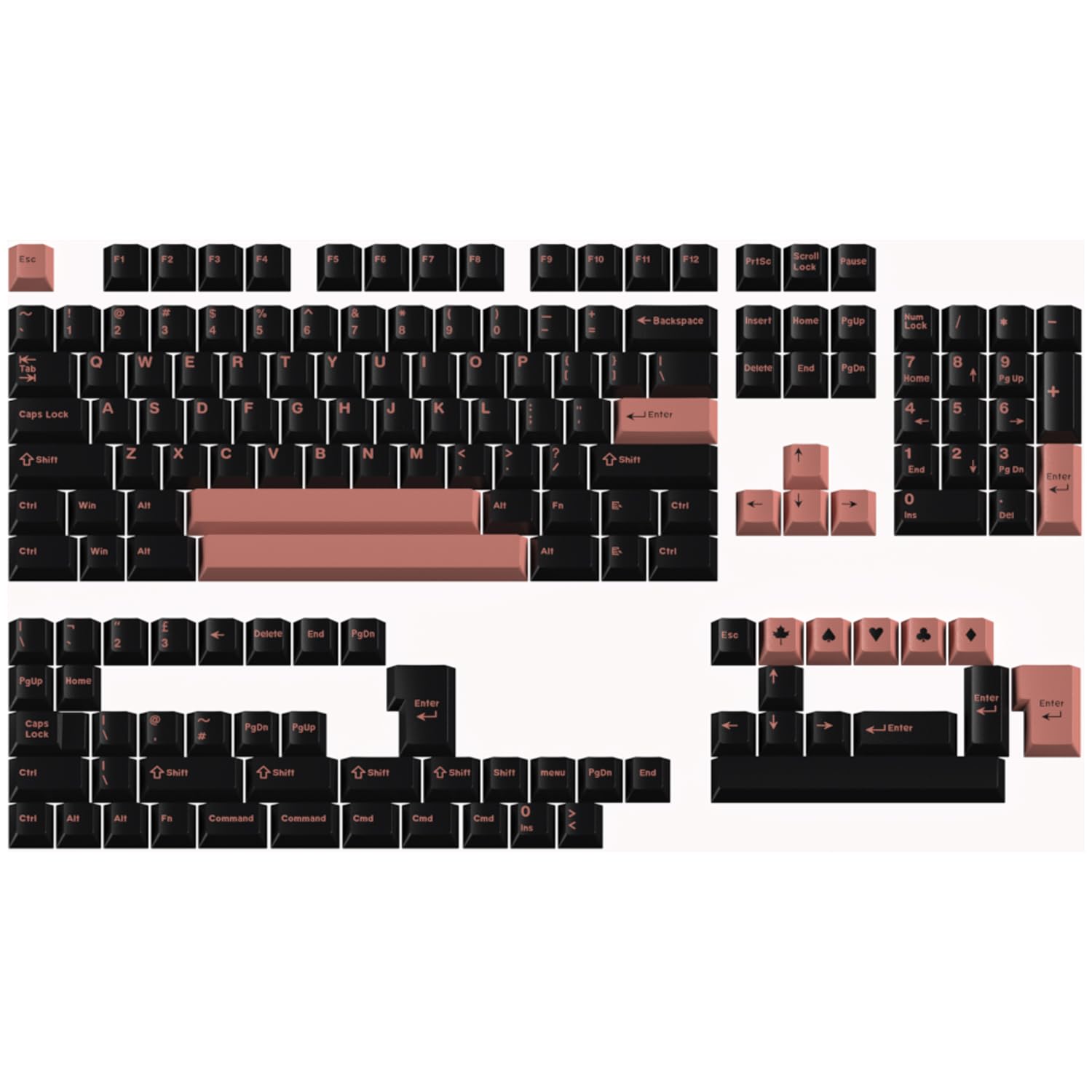 Fogruaden PBT Keycaps Set, Cherry Profile Custom Keycap for Mechanical Keyboard Dark Pink Keycaps