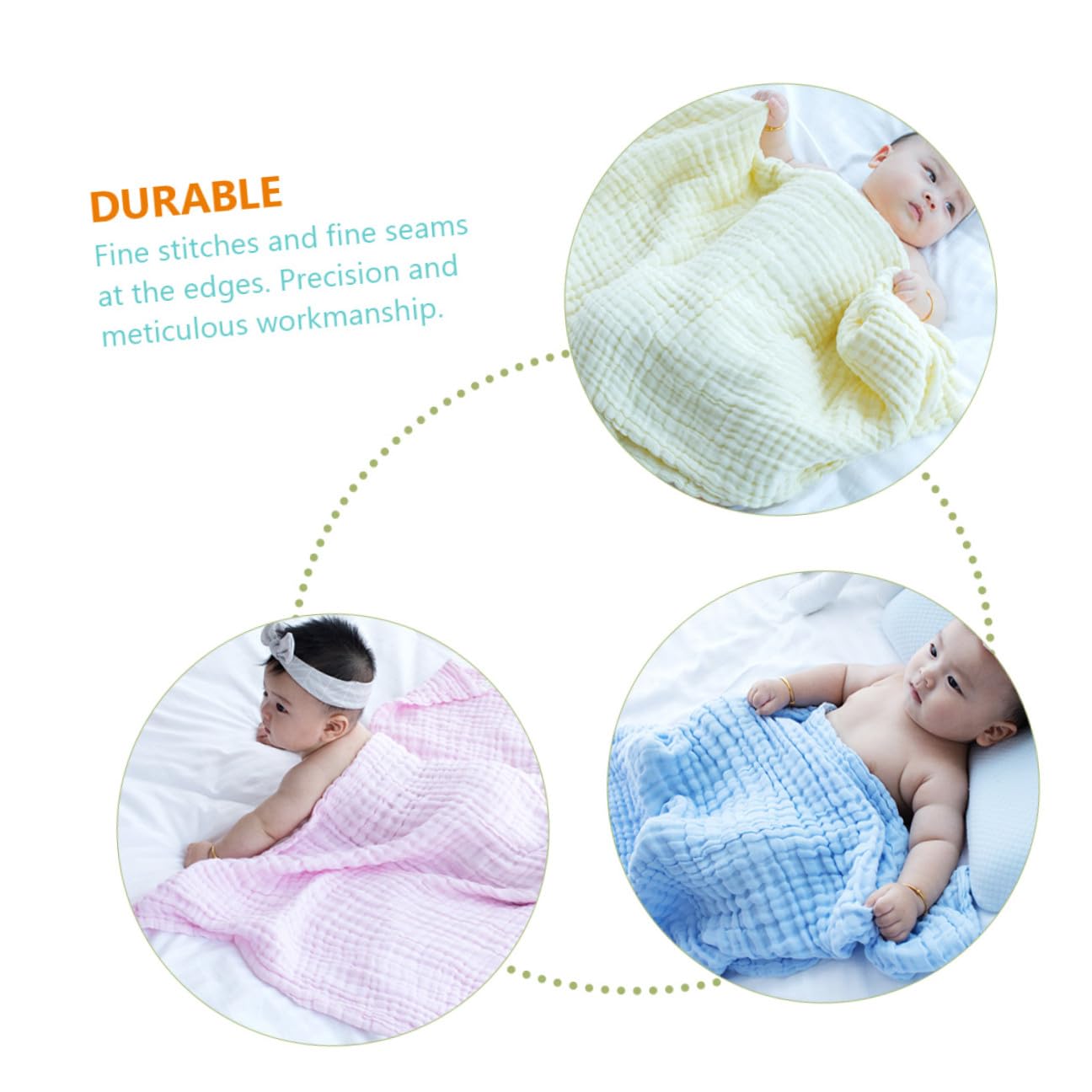 HANABASS Puckdecken für Komfort und Wärme 3 Stück aus Reiner Baumwolle Atmungsaktive Unisex Babydecken Geeignet für Indoor und Outdoor Nutzung