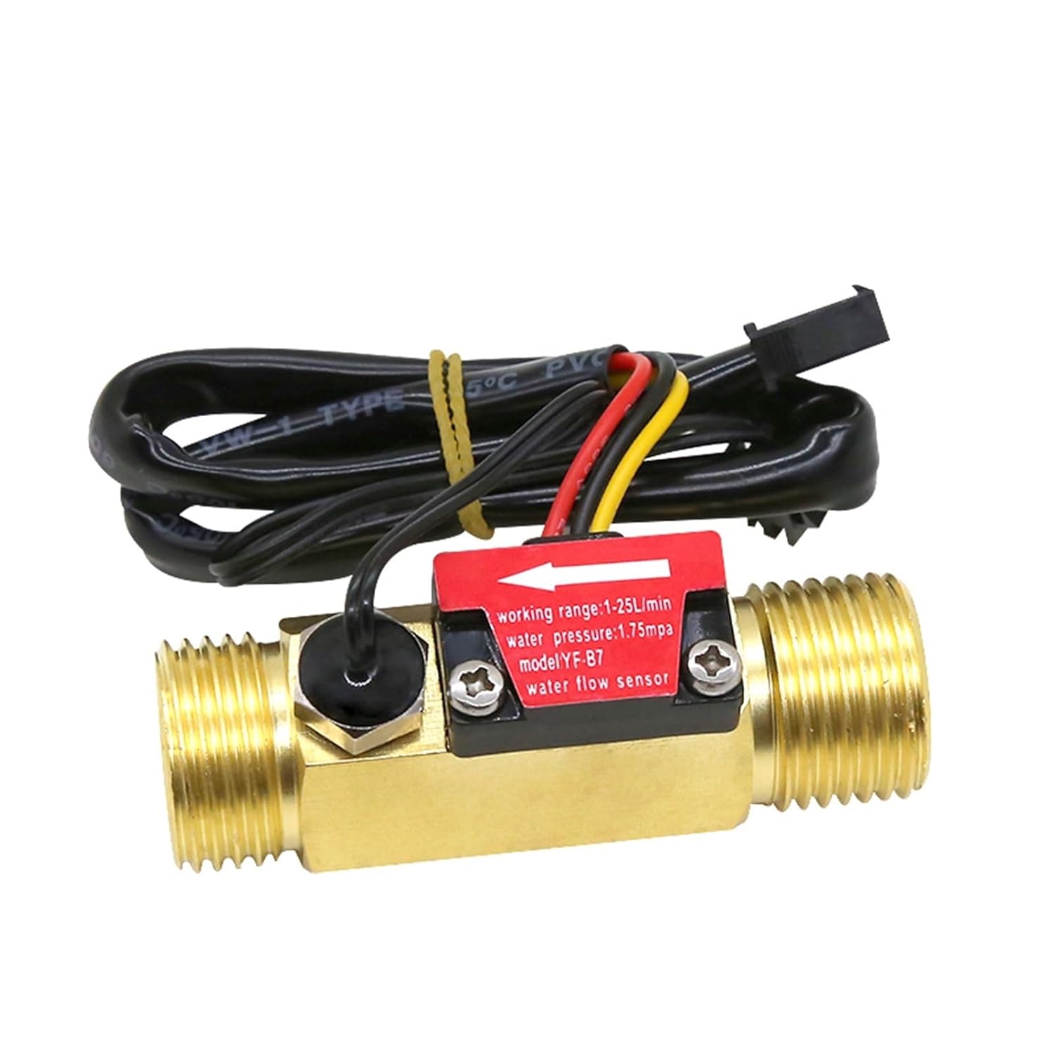 1/2" 3/4" Water Flow Sensor Switch with Temperature Detection for Turbine Liquid Sensor Copper Shell Hall Flow Meters(1/2")
