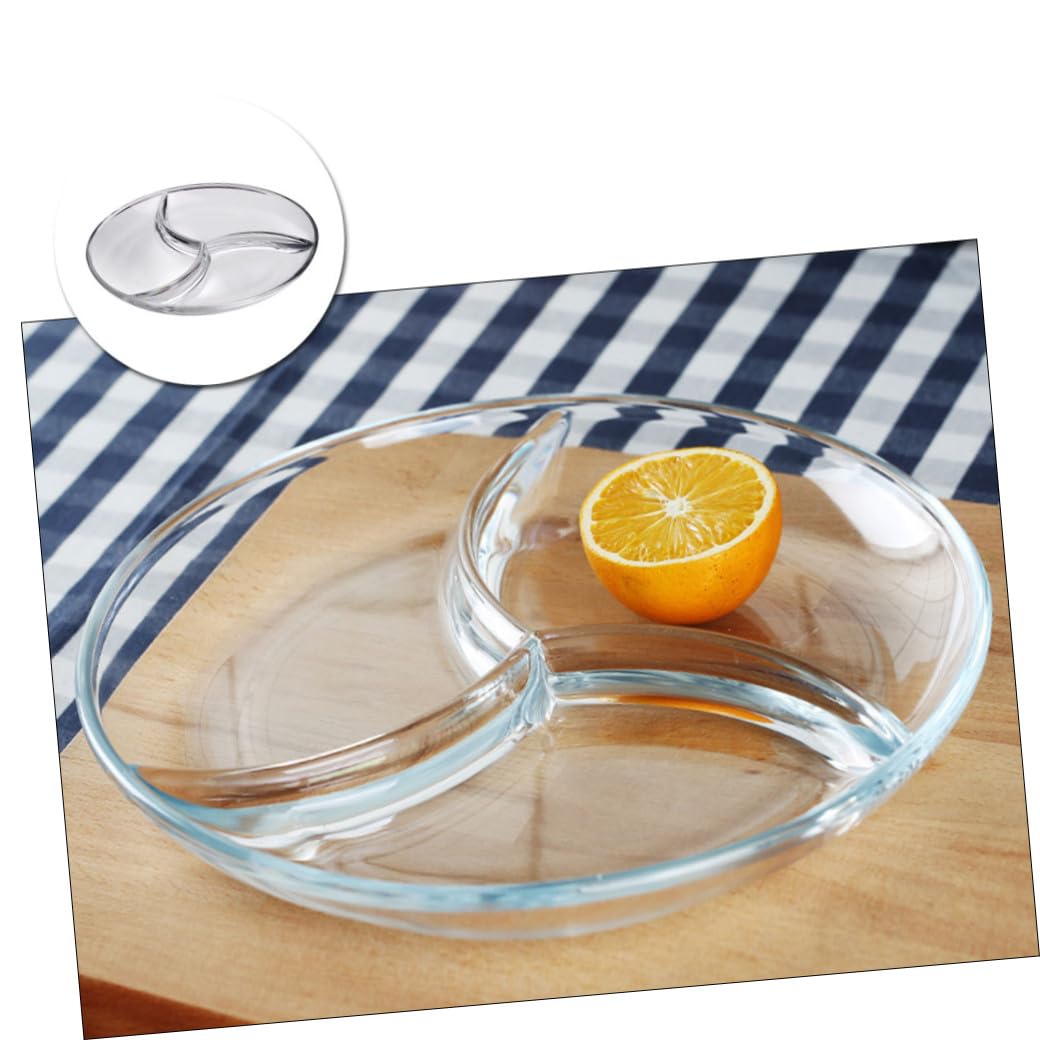 LABRIMP Assiette à 3 Compartiments en Verre Trempé, Plateau de Service Transparent, Qualité Alimentaire, Sûre, pour Restaurants et Cuisines Maison
