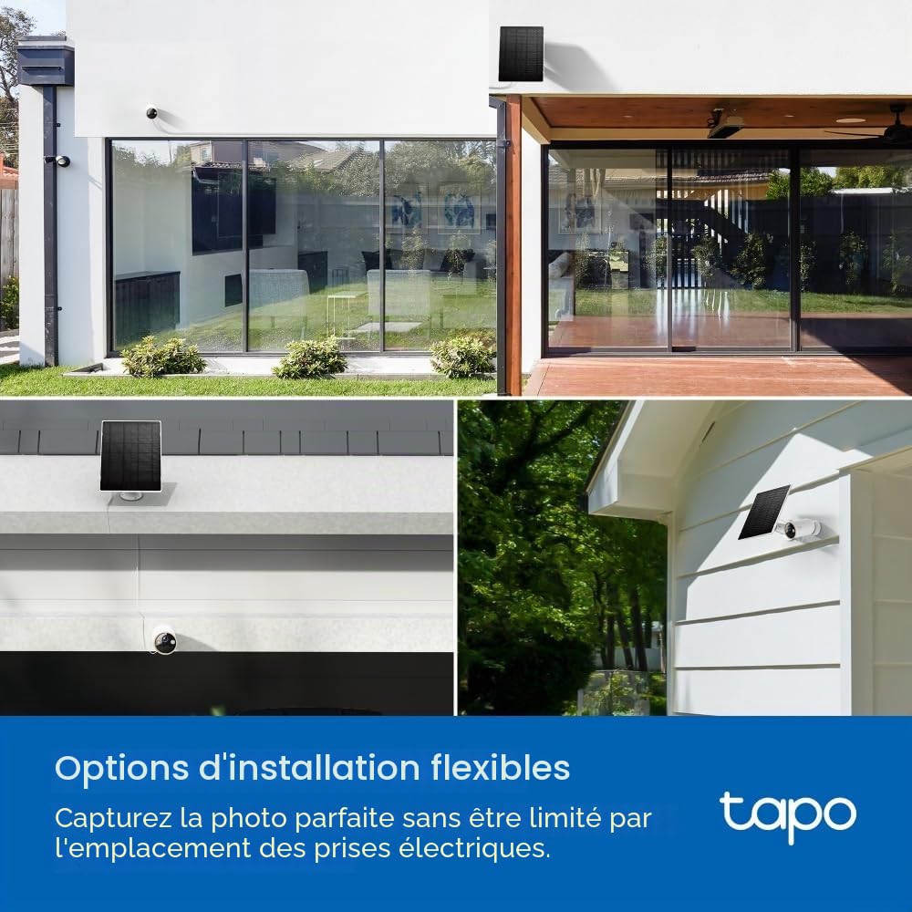 Tapo A202 Panneau Solaire 4,5 W, 5,2 V, adapté à la caméra à Pile, Installation Flexible, Charge à Haute efficacité, IP65, réglable à 360 °, câble de Charge de 4 m